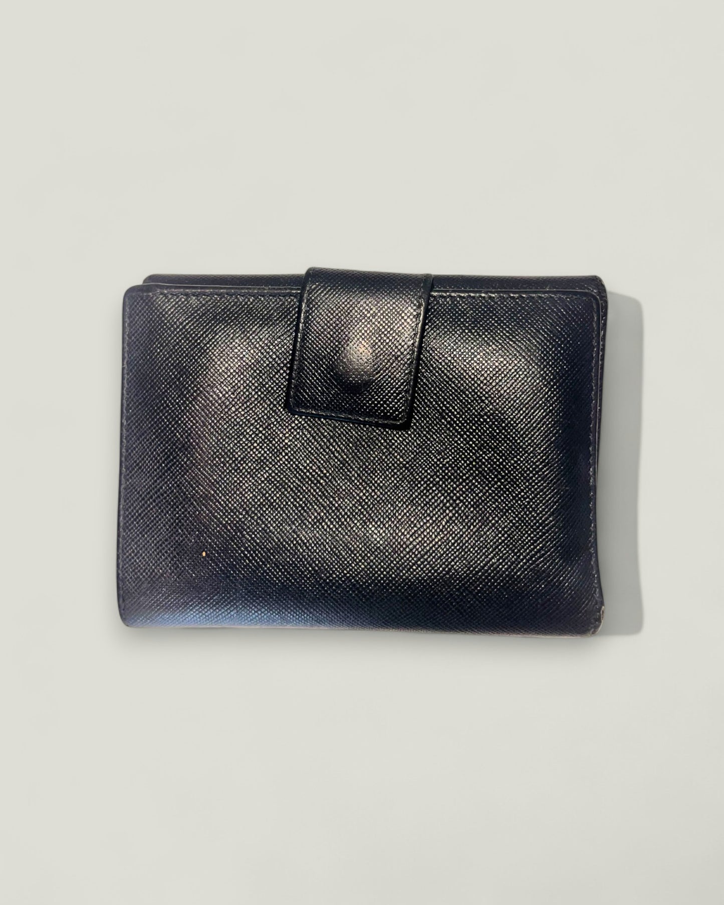 Preloved | PRADA Saffiano Sort Læderpung med Originalt Garantikort