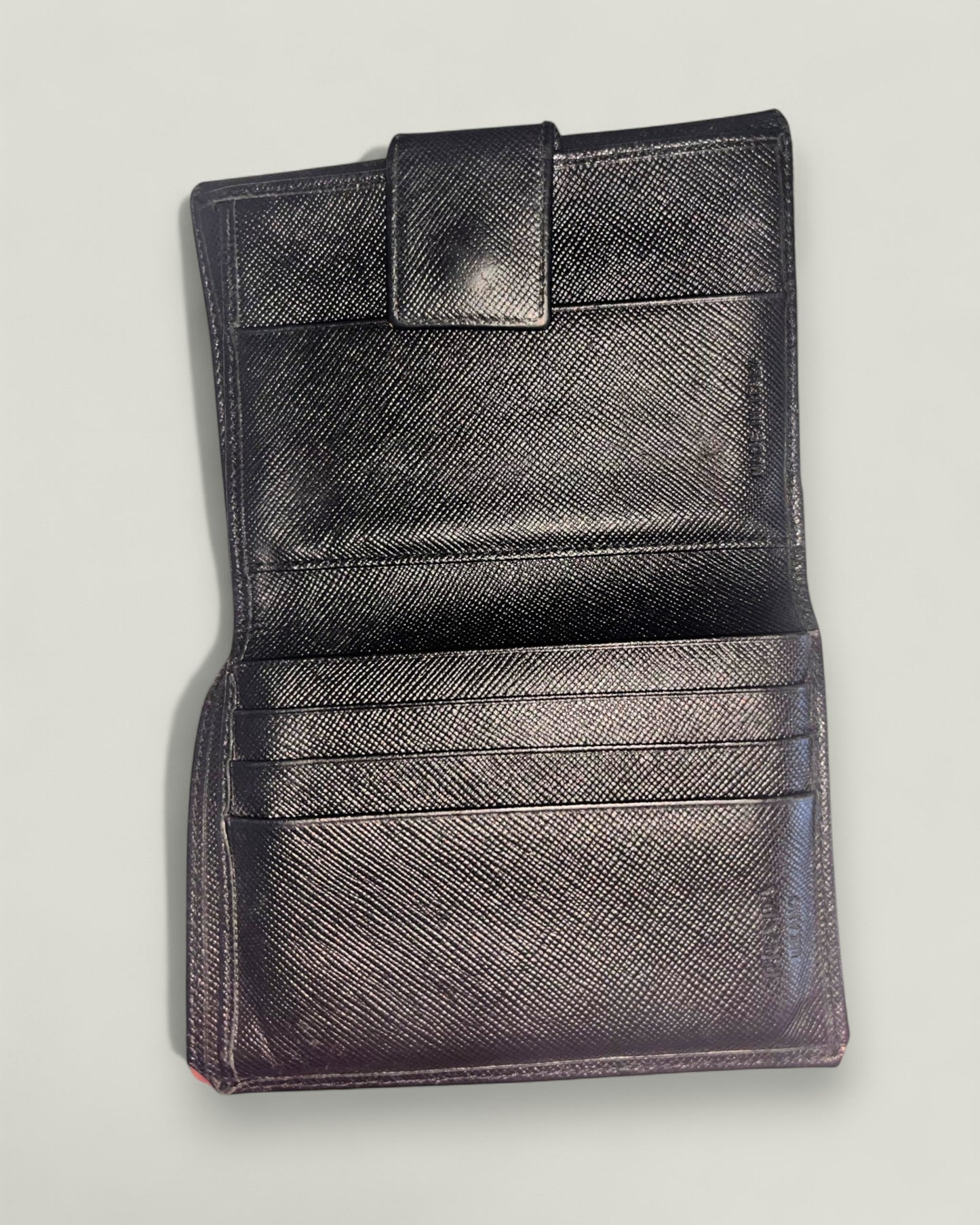 Preloved | PRADA Saffiano Sort Læderpung med Originalt Garantikort