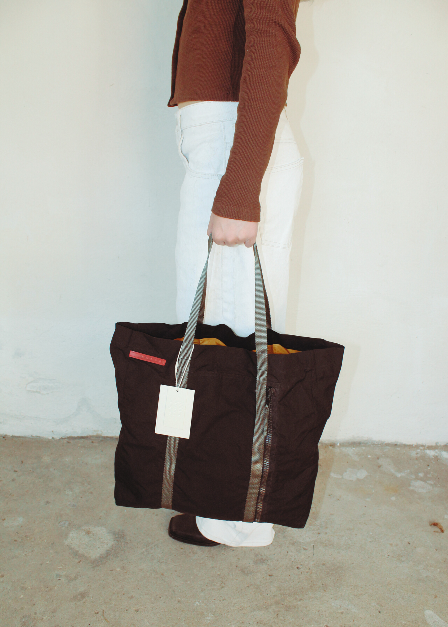 Preloved | PRADA Sport Totebag i Sort Nylon med Grå Remme