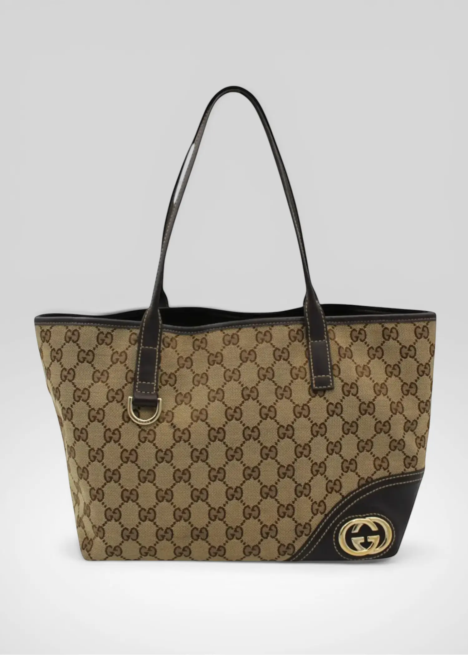 Preloved | Gucci GG Monogram Totebag i Brun med Guld Hardware Gucci