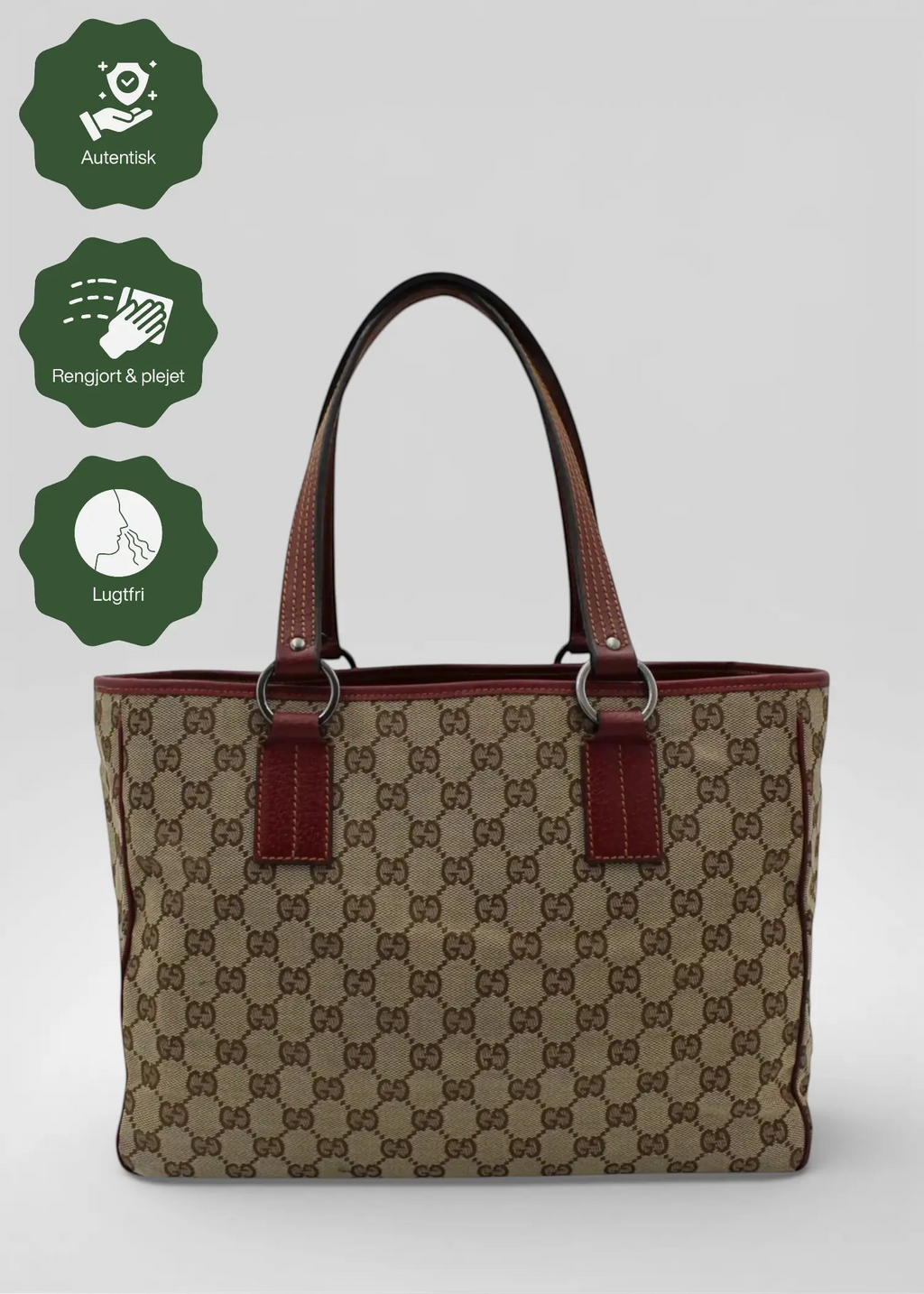 Preloved | Gucci GG Monogram Totebag med Rød Læder Gucci
