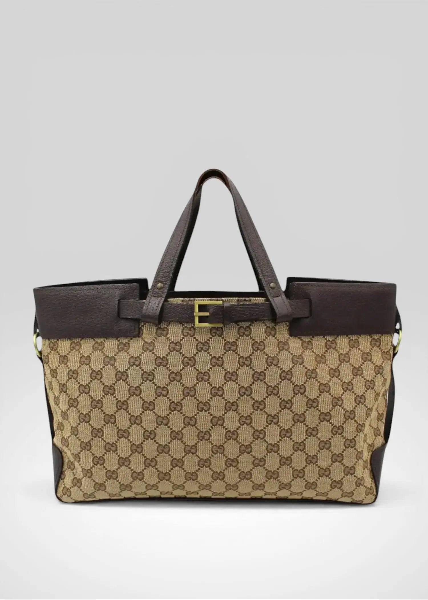 Preloved | Gucci GG Monogram Håndtaske med Brun Læder Gucci