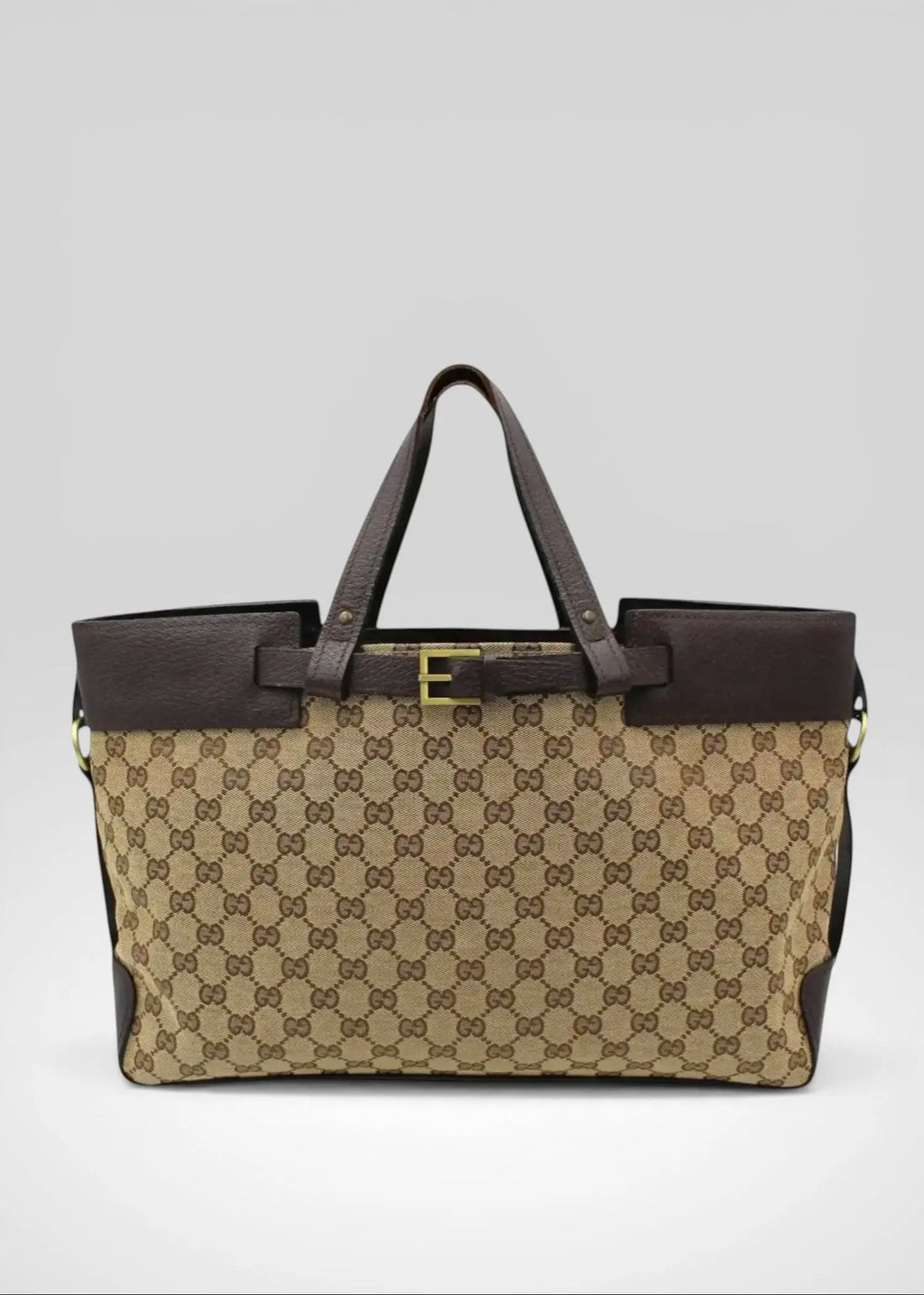 Preloved | Gucci GG Monogram Håndtaske med Brun Læder Gucci