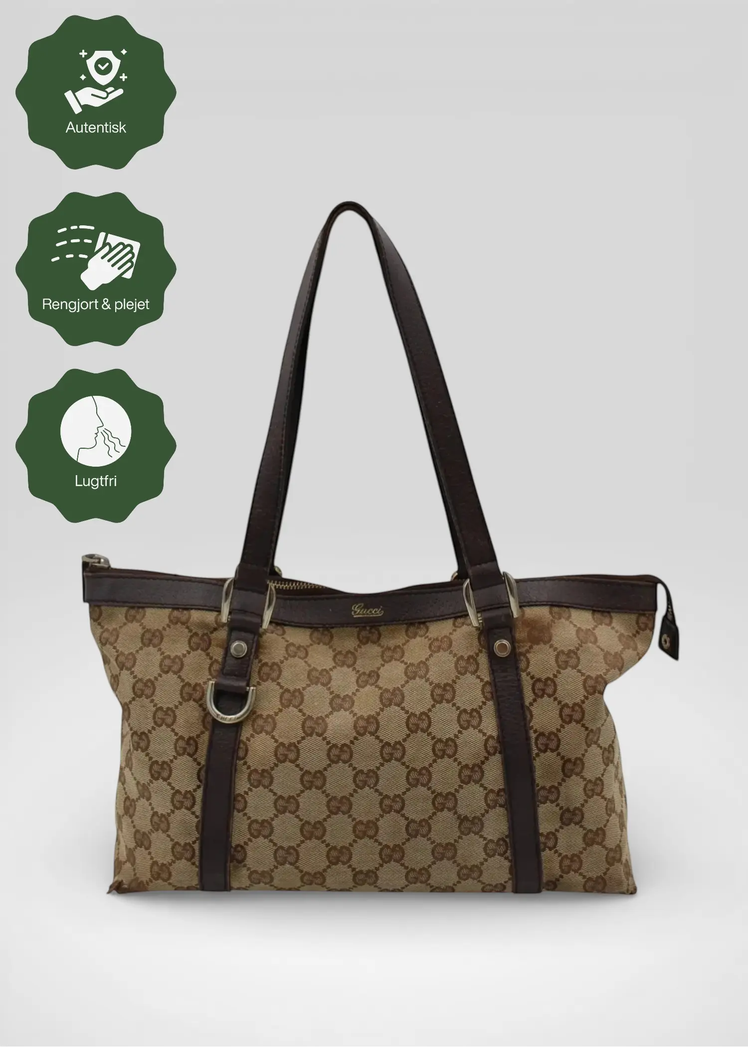 Preloved | Gucci GG Monogram Skuldertaske Abbey med Brun Læder