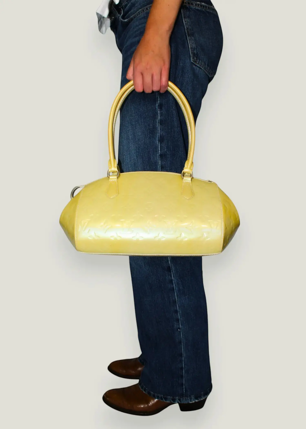 Preloved | Louis Vuitton Monogram Vernis Sherwood PM Håndtaske i Beige Louis Vuitton