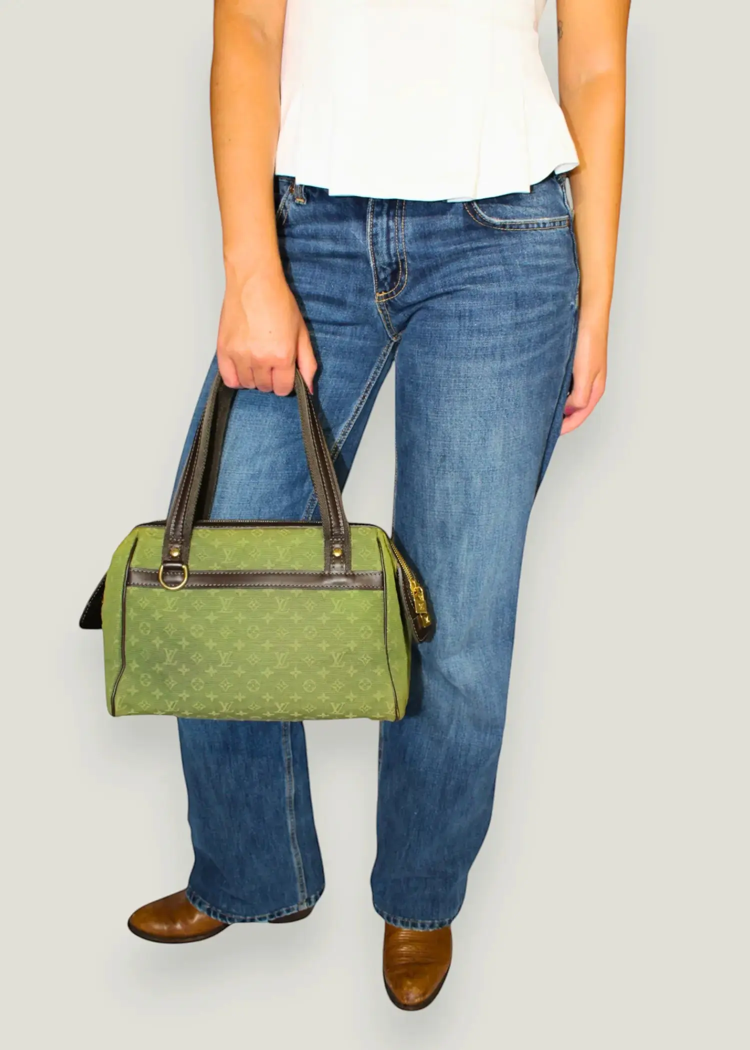 Preloved | Louis Vuitton Monogram Mini Josephine PM i Grøn Denim Canvas Louis Vuitton