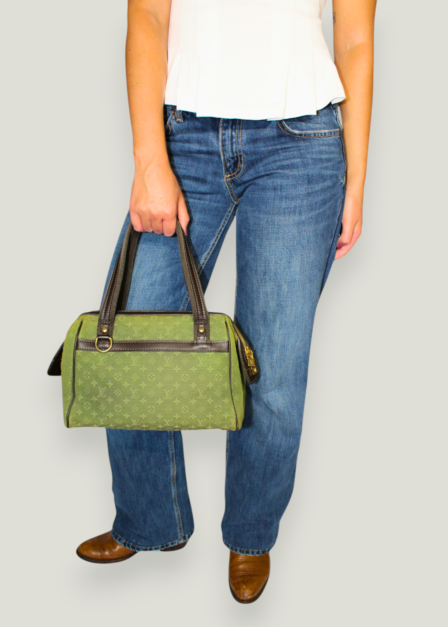Preloved | Louis Vuitton Monogram Mini Josephine PM i Grøn Denim Canvas