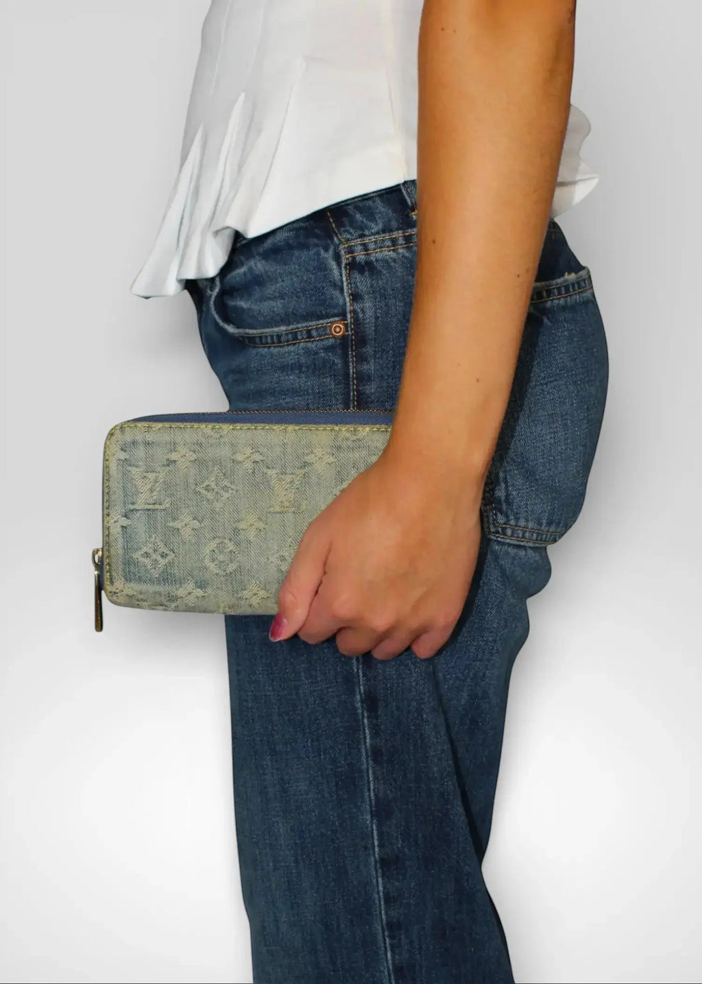 Preloved | Louis Vuitton Monogram Denim Zippy Pung i Jeans Blå Canvas Louis Vuitton
