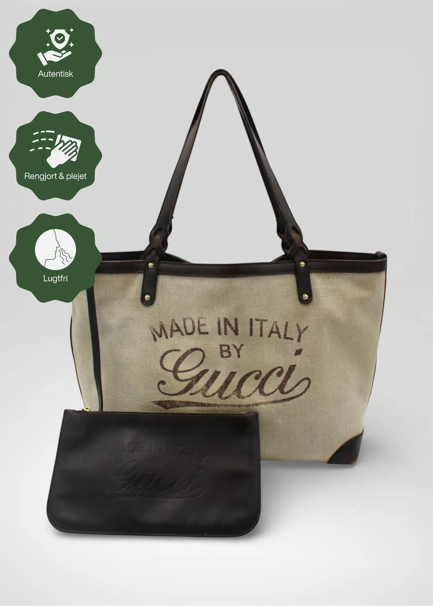 Preloved | Gucci Hvid Canvas Totebag 'Made In Italy' med Pouch