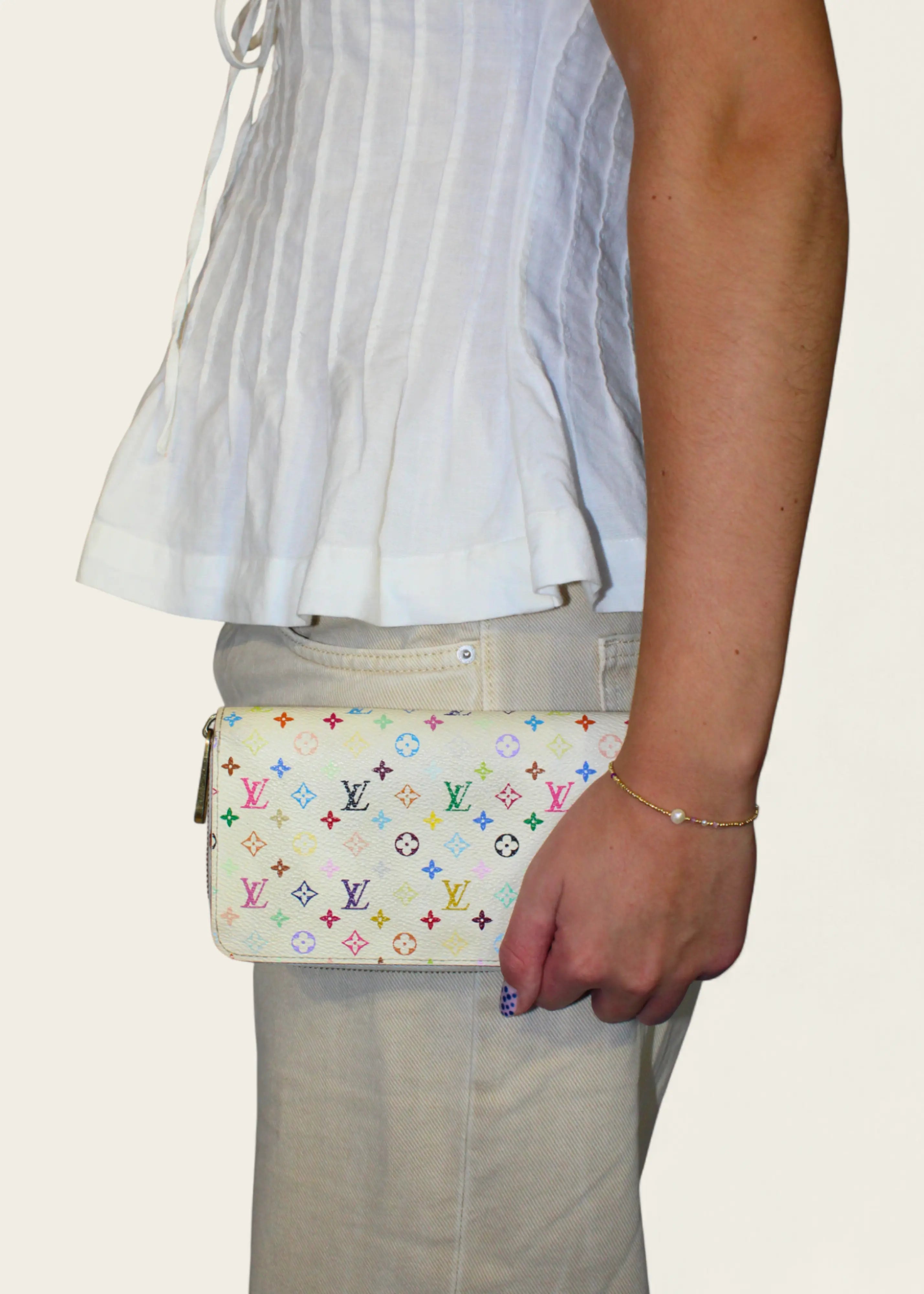 Preloved | Louis Vuitton Monogram x Takashi Murakami Multicolor Zippy Hvid Pung Louis Vuitton