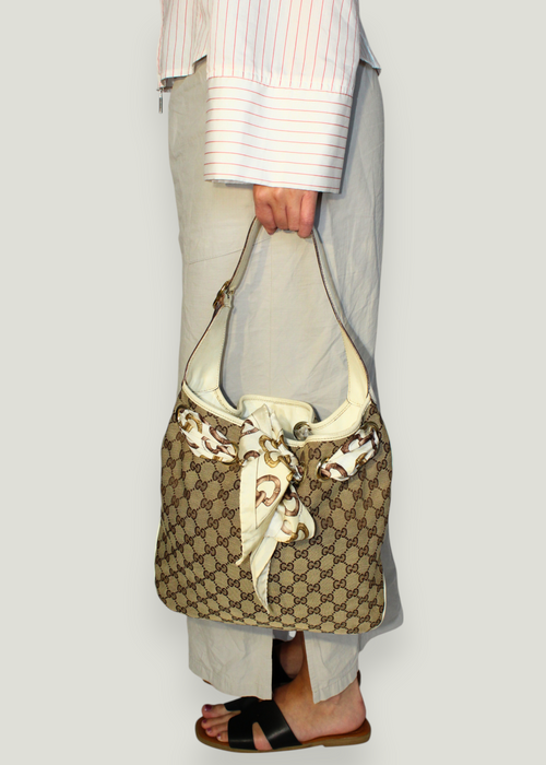 Preloved | Gucci GG Skuldertaske i Beige Monogram Canvas