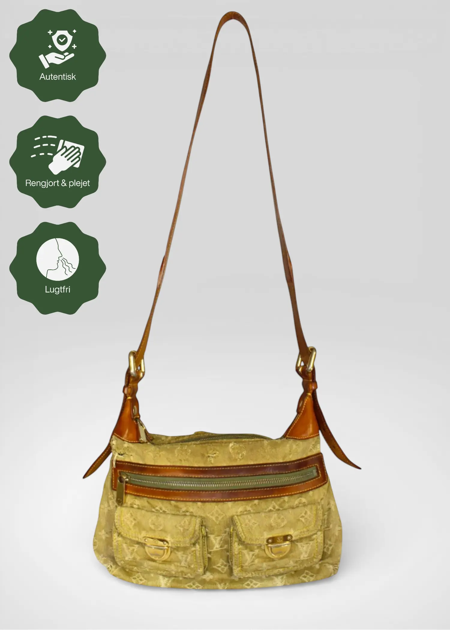 Preloved | Louis Vuitton Monogram Denim Baggy PM Crossbody i Grøn Gul Lichen Canvas