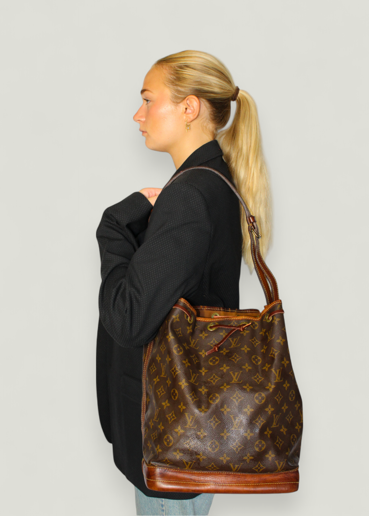 Preloved | Louis Vuitton Noé Skuldertaske Stor i Monogram Canvas