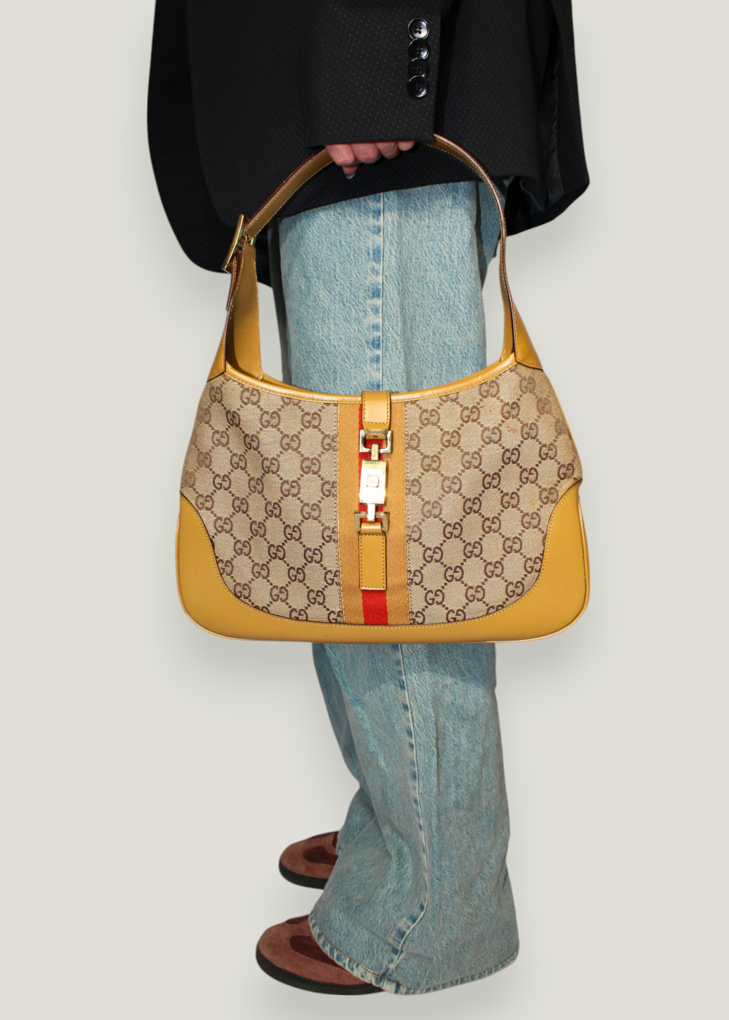 Preloved | Gucci GG Jackie Gul Skuldertaske i Monogram Canvas