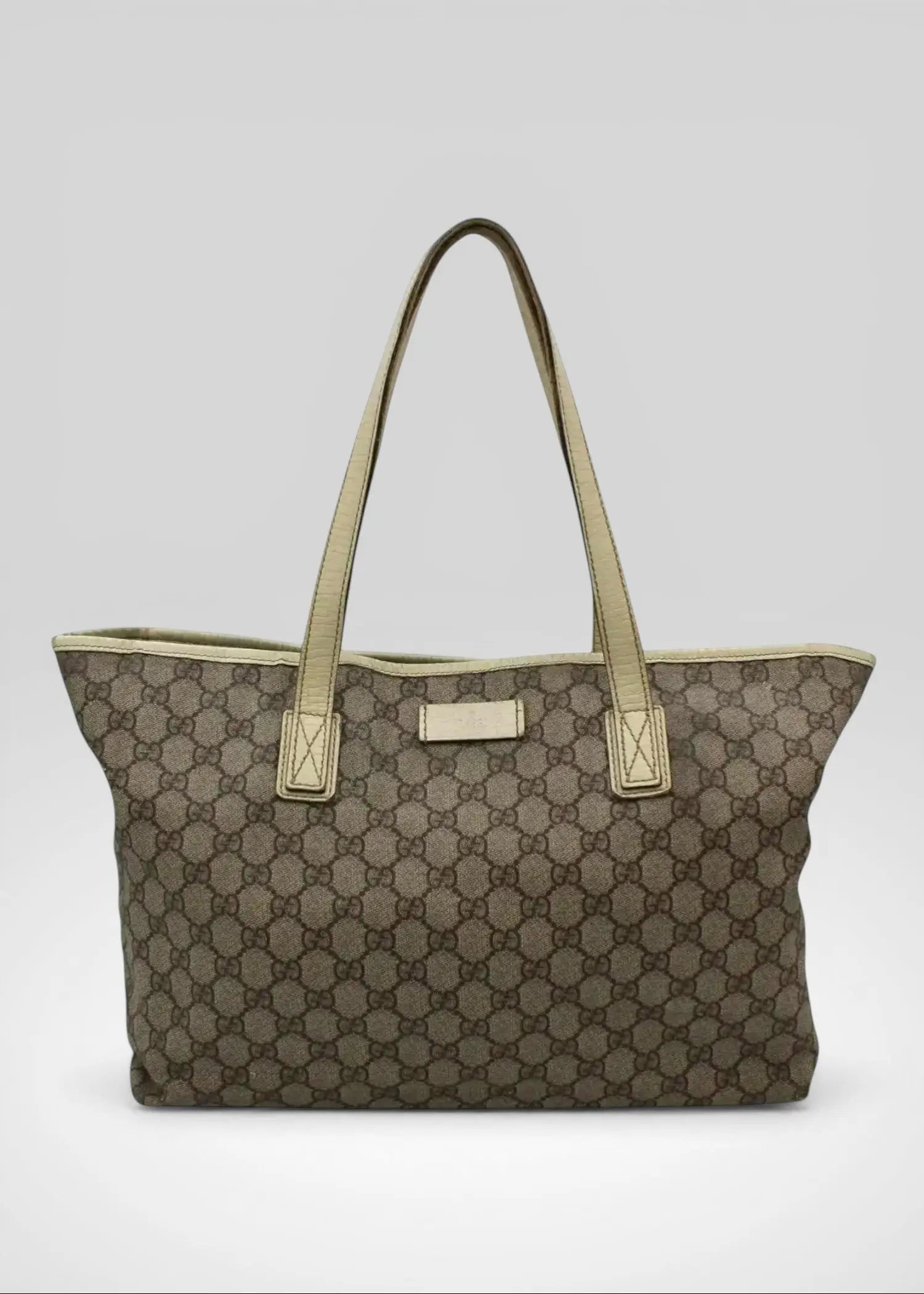 Preloved | Gucci GG Monogram Totebag med Hvid Læder Gucci