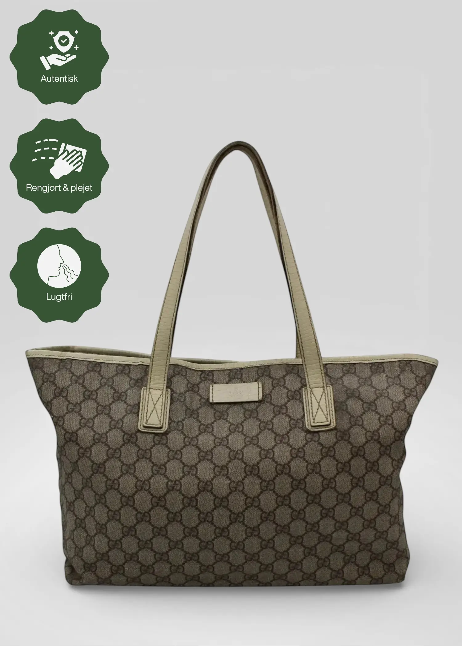 Preloved | Gucci GG Monogram Totebag med Hvid Læder