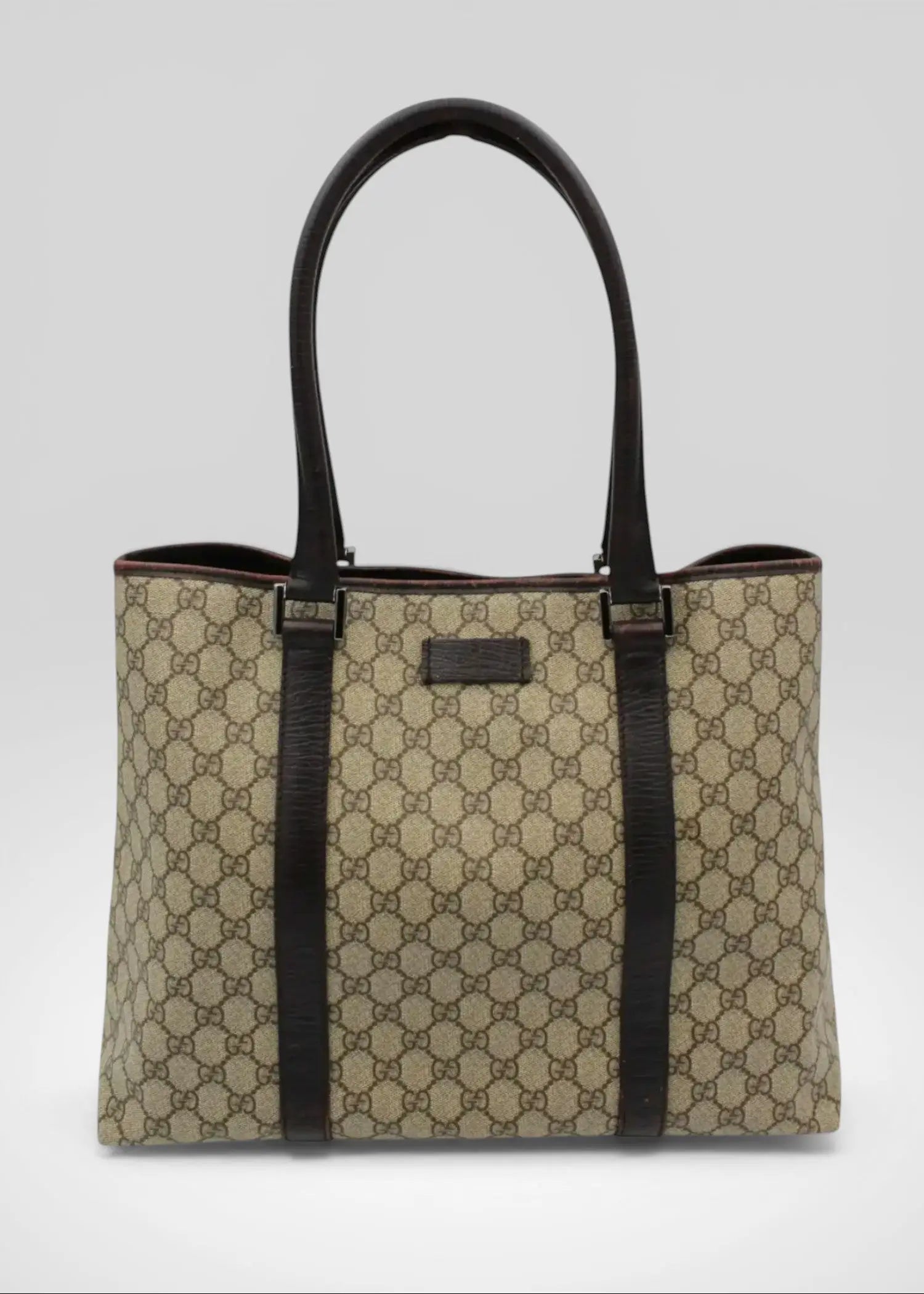 Preloved | Gucci GG Monogram Totebag med Brun Læder Gucci