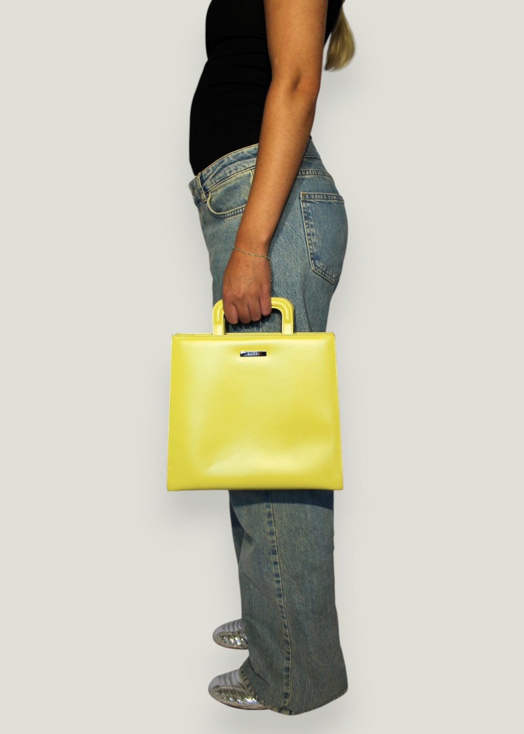Preloved | Gucci Transparent Vinyl & Læder Håndtaske i Gul