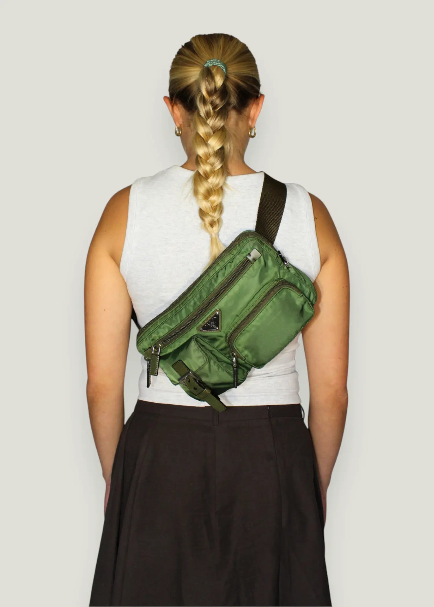 Preloved | Prada Tessuto Bæltetaske i Khaki Grøn Nylon Prada