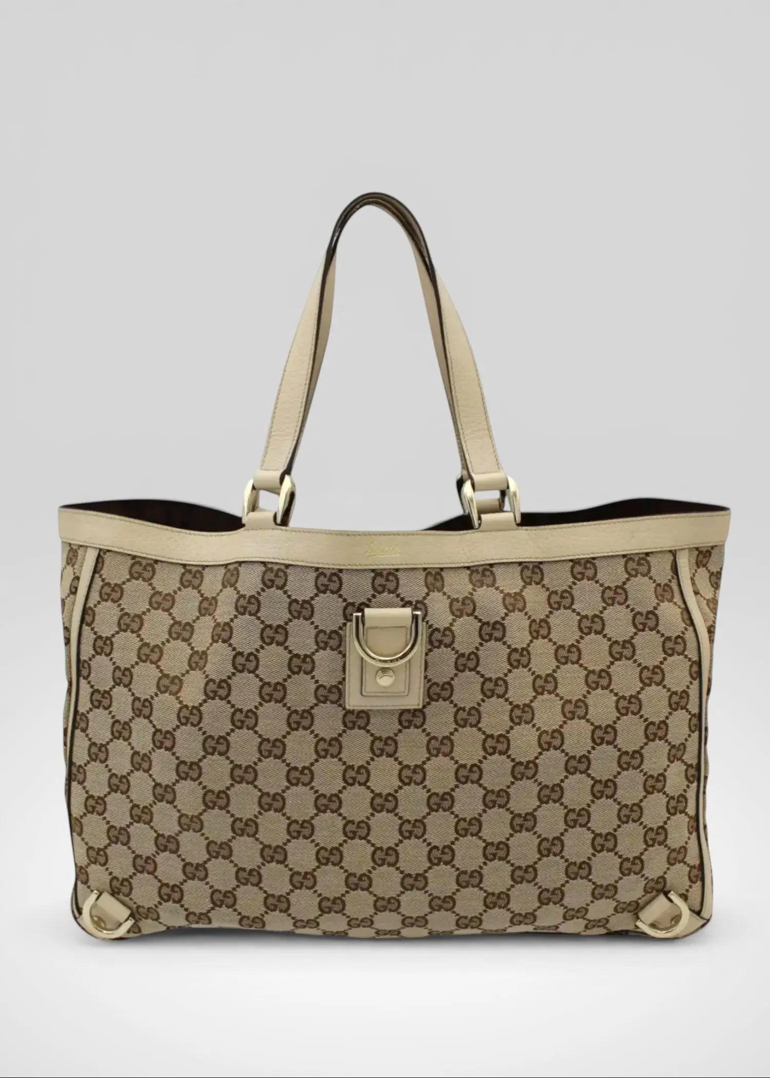 Preloved | Gucci GG Monogram Totebag Abbey med Hvid Læder Gucci