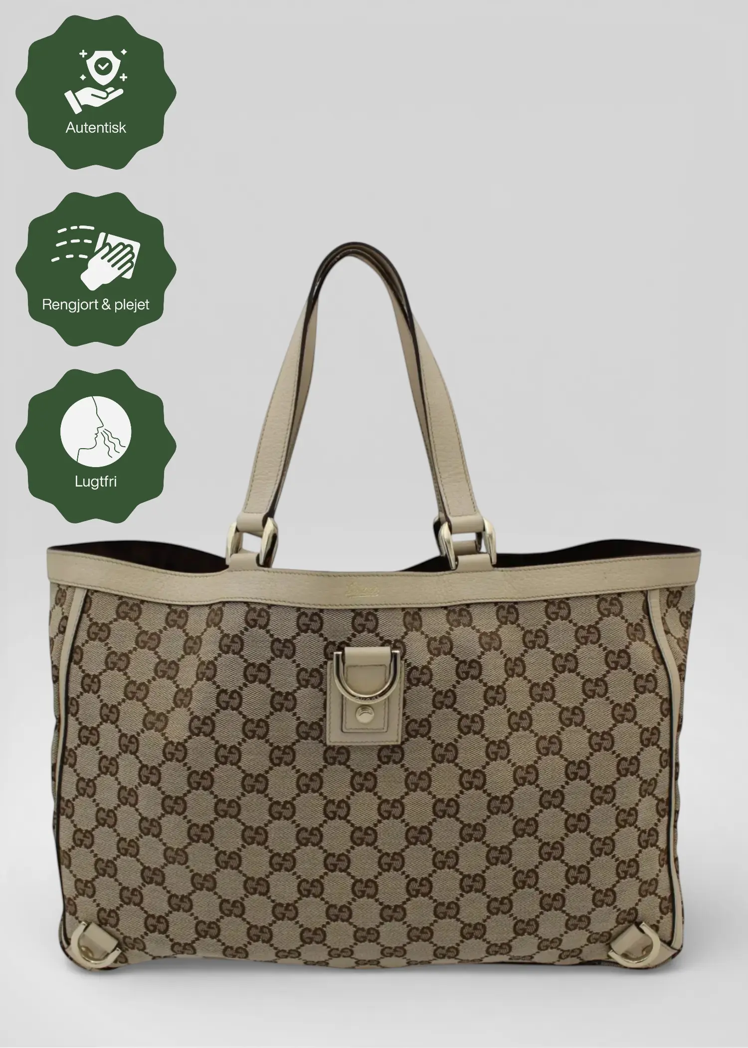 Preloved | Gucci GG Monogram Totebag Abbey med Hvid Læder Gucci