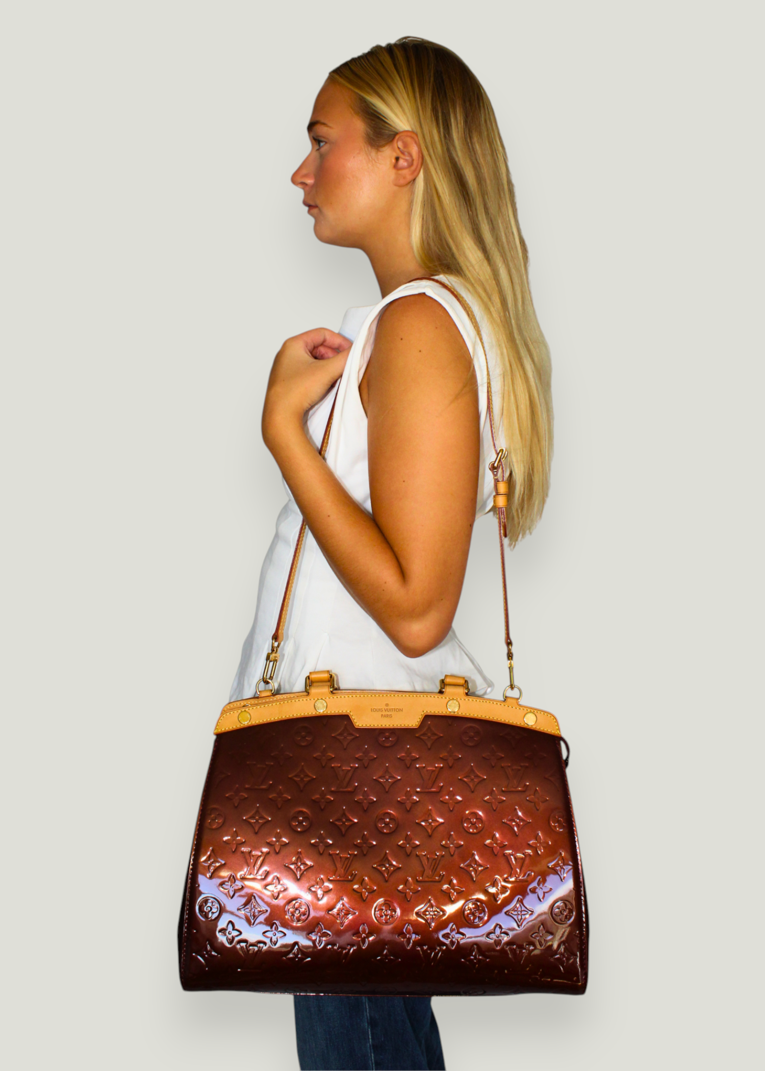 Preloved | Louis Vuitton Monogram Vernis Brea MM Totebag i Bordeaux Rød