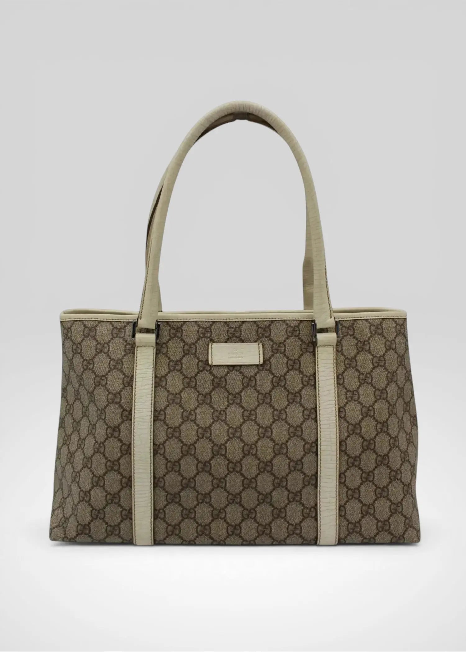 Preloved | Gucci GG Monogram Totebag med Hvid Læder Gucci