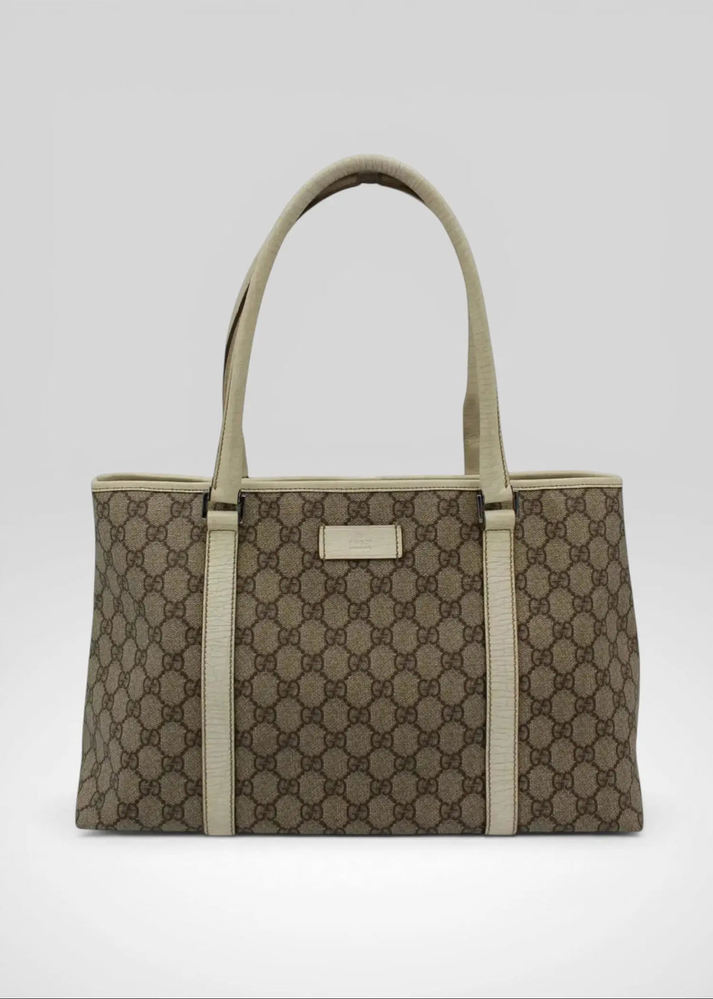 Preloved | Gucci GG Monogram Totebag med Hvid Læder Gucci