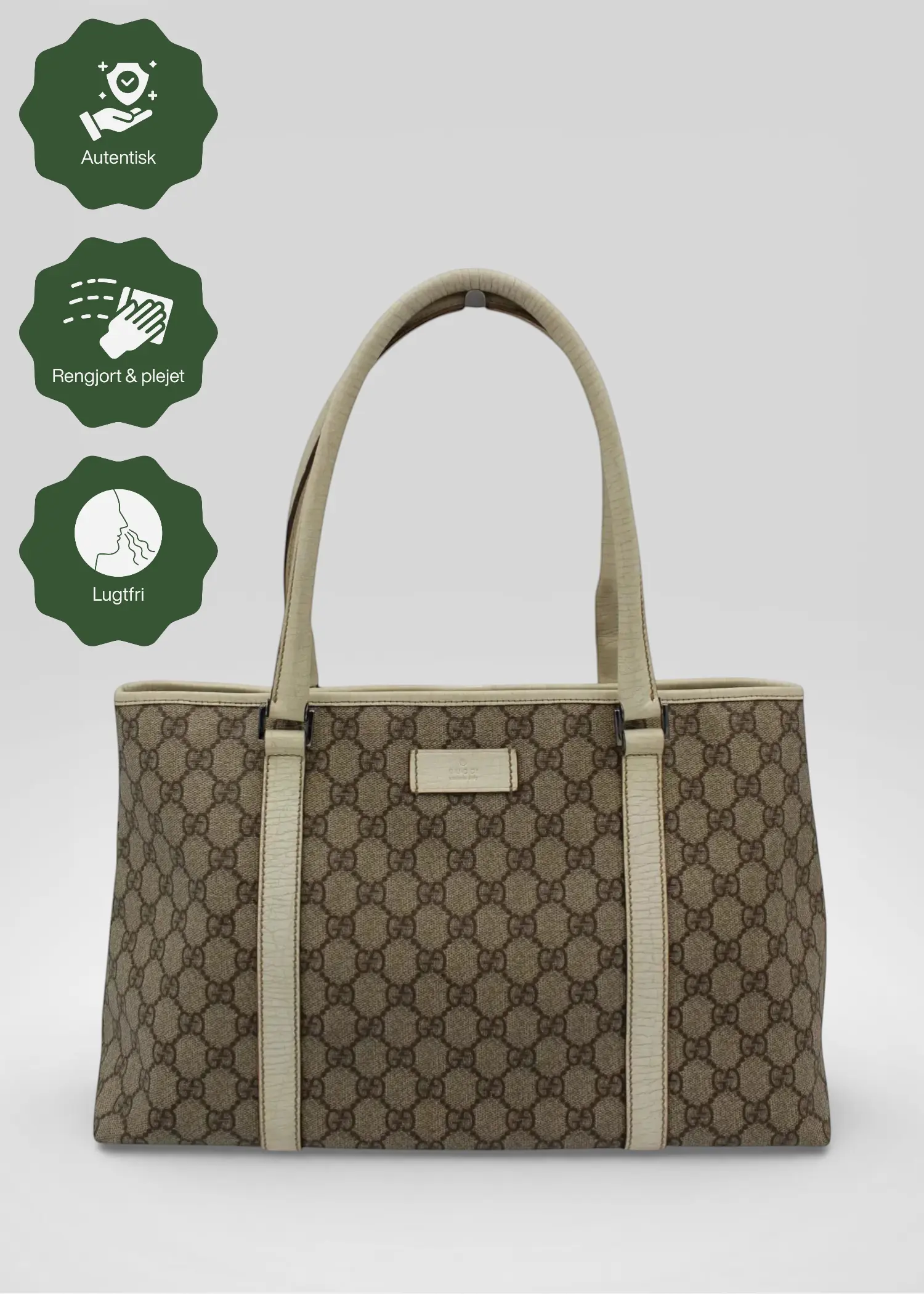 Preloved | Gucci GG Monogram Totebag med Hvid Læder