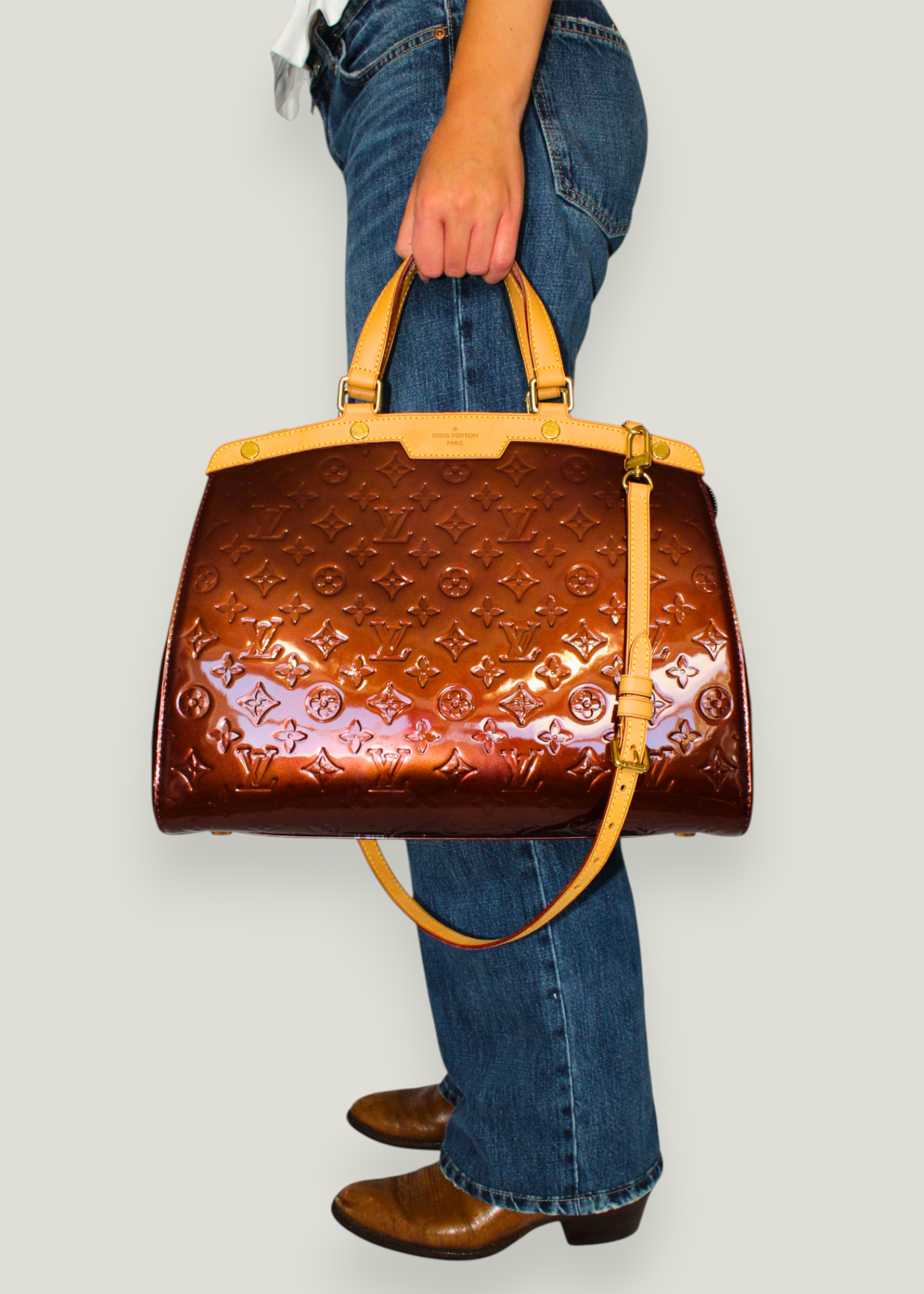 Preloved | Louis Vuitton Monogram Vernis Brea MM Totebag i Bordeaux Rød