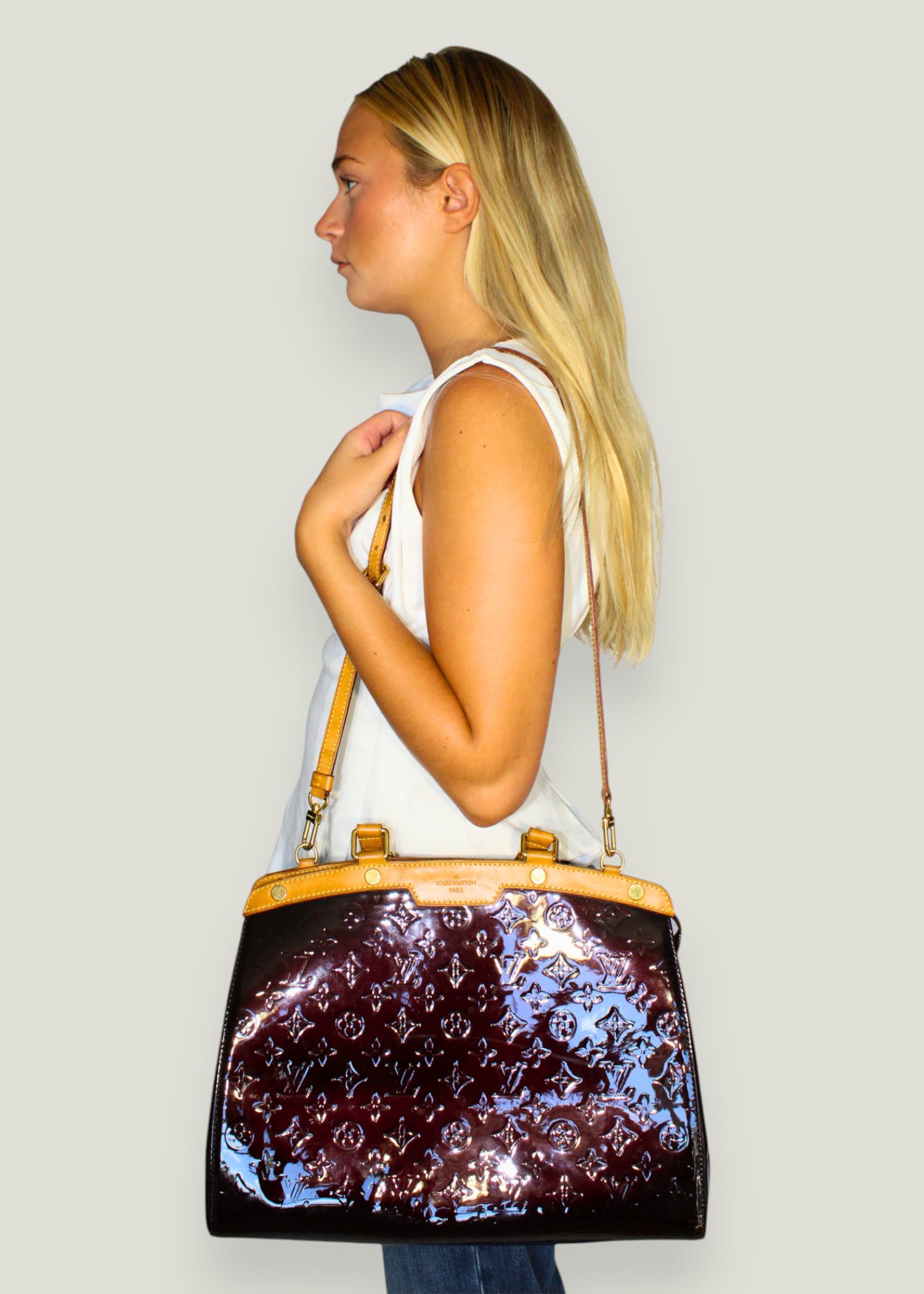 Preloved | Louis Vuitton Monogram Vernis Brea MM Totebag i Bordeaux Rød