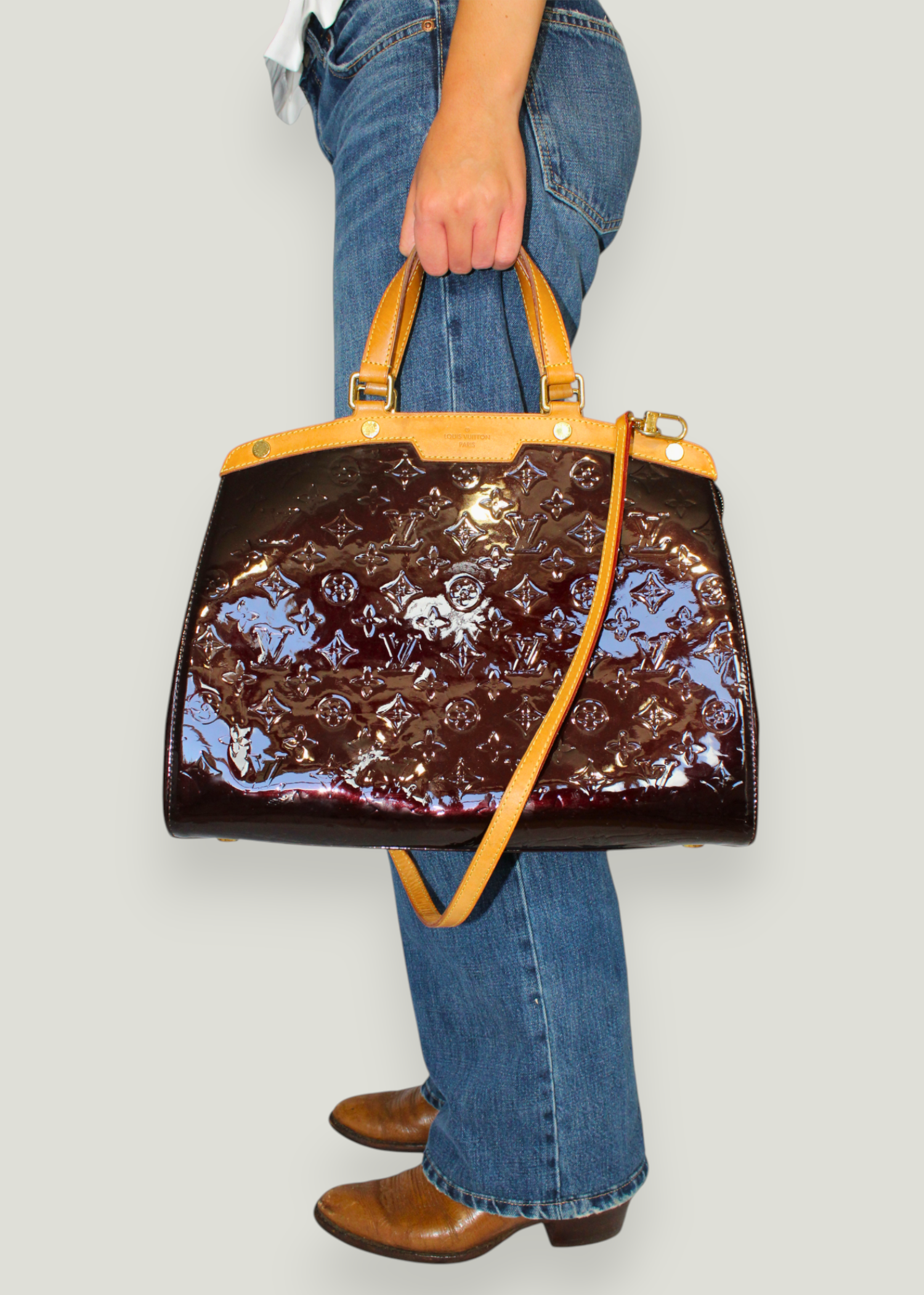 Preloved | Louis Vuitton Monogram Vernis Brea MM Totebag i Bordeaux Rød
