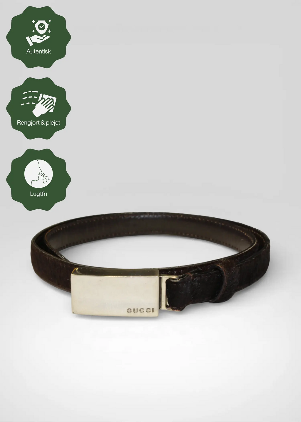 Preloved | Gucci Harako Bælte i Mørkebrunt Hårkalv Gucci