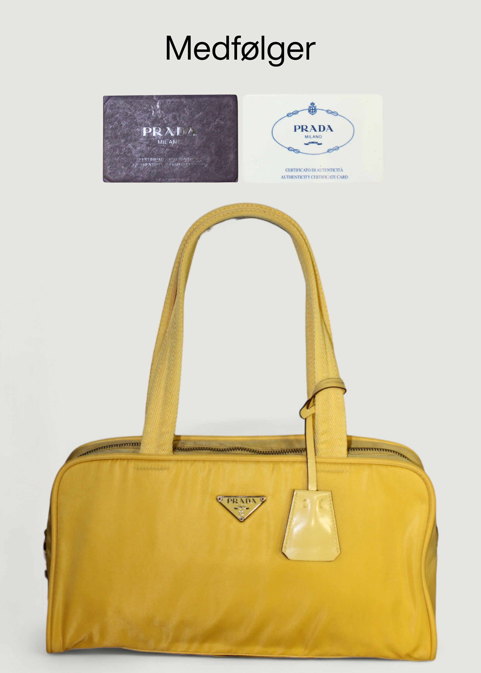 Preloved | Prada Skuldertaske i Gul Nylon med Læderdetaljer