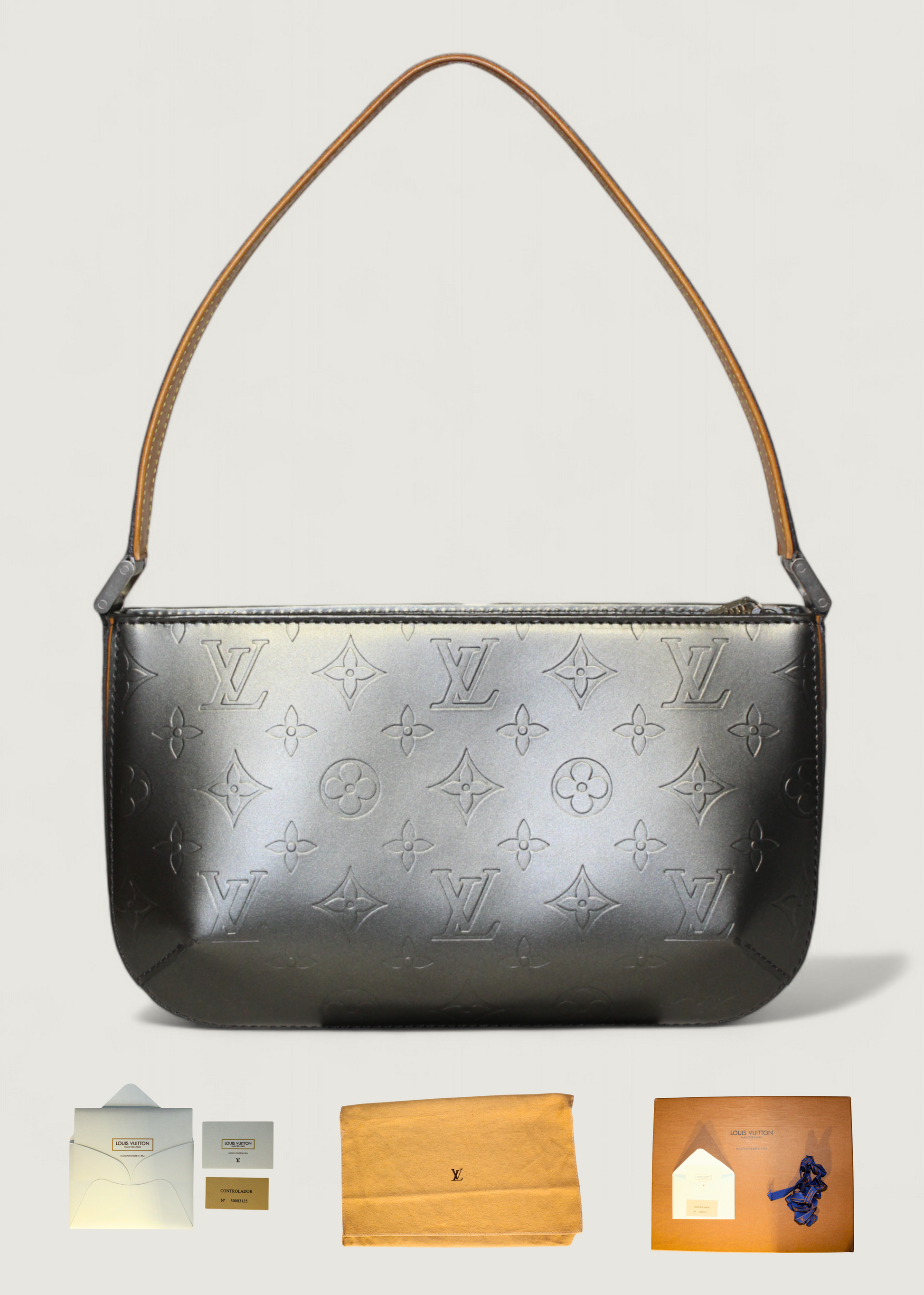 Preloved | Louis Vuitton Monogram Matte Fowler Pochette i Grå Læder