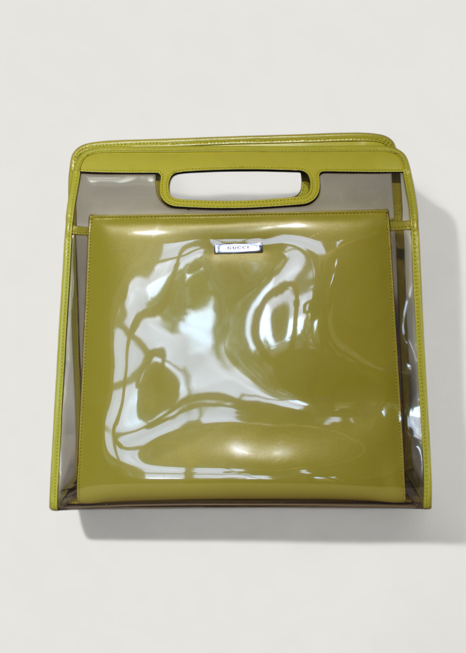 Preloved | Gucci Transparent Vinyl & Læder Håndtaske i Gul