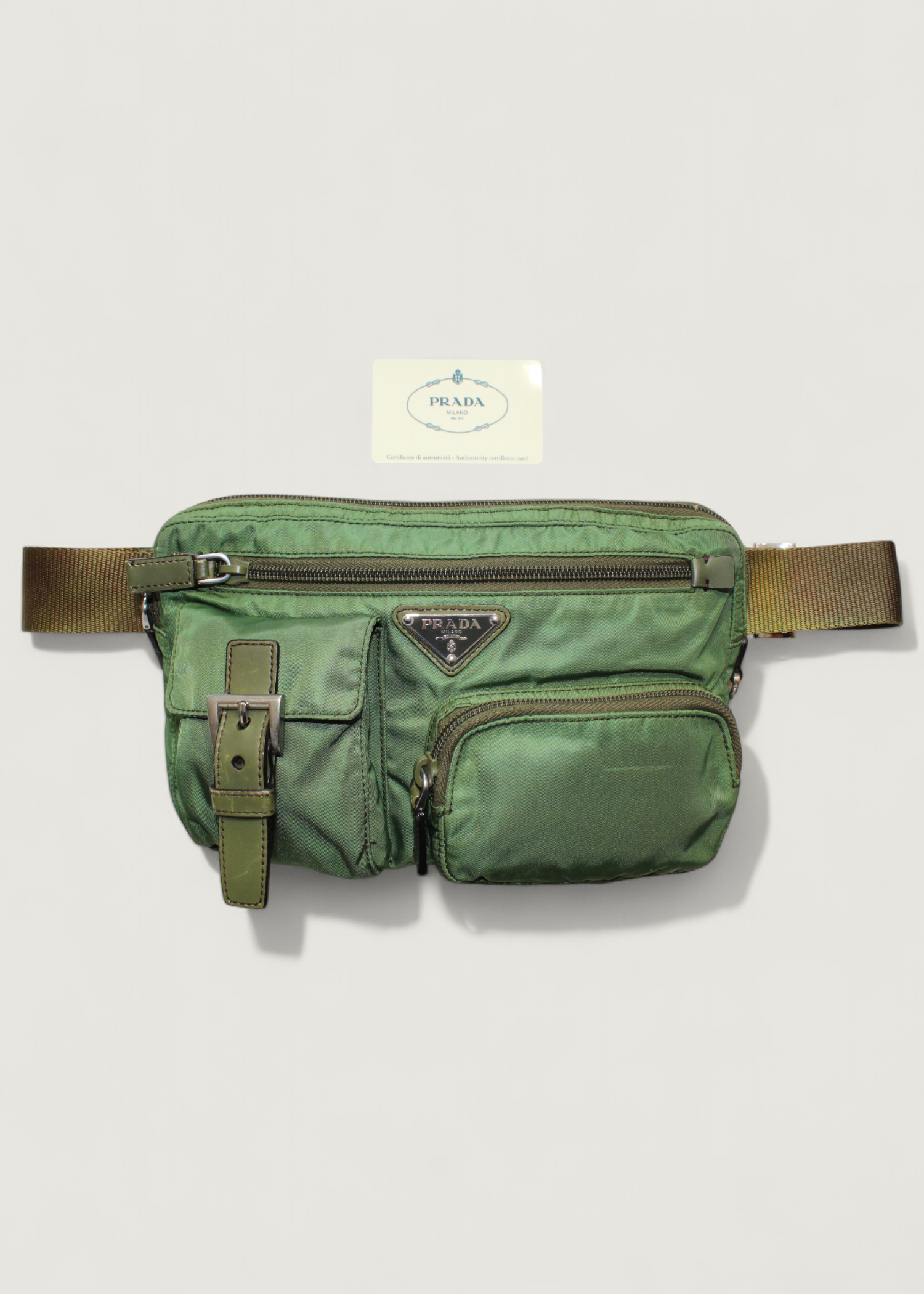 Preloved | Prada Tessuto Bæltetaske i Khaki Grøn Nylon