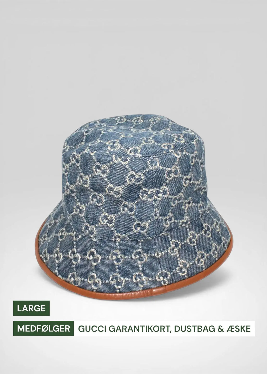 Preloved | Gucci GG Monogram Bøllehat i Denim Canvas Størrelse Large Gucci