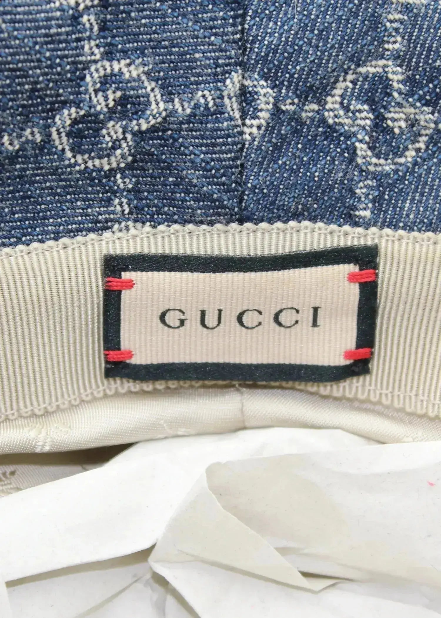 Preloved | Gucci GG Monogram Bøllehat i Denim Canvas Størrelse Large Gucci