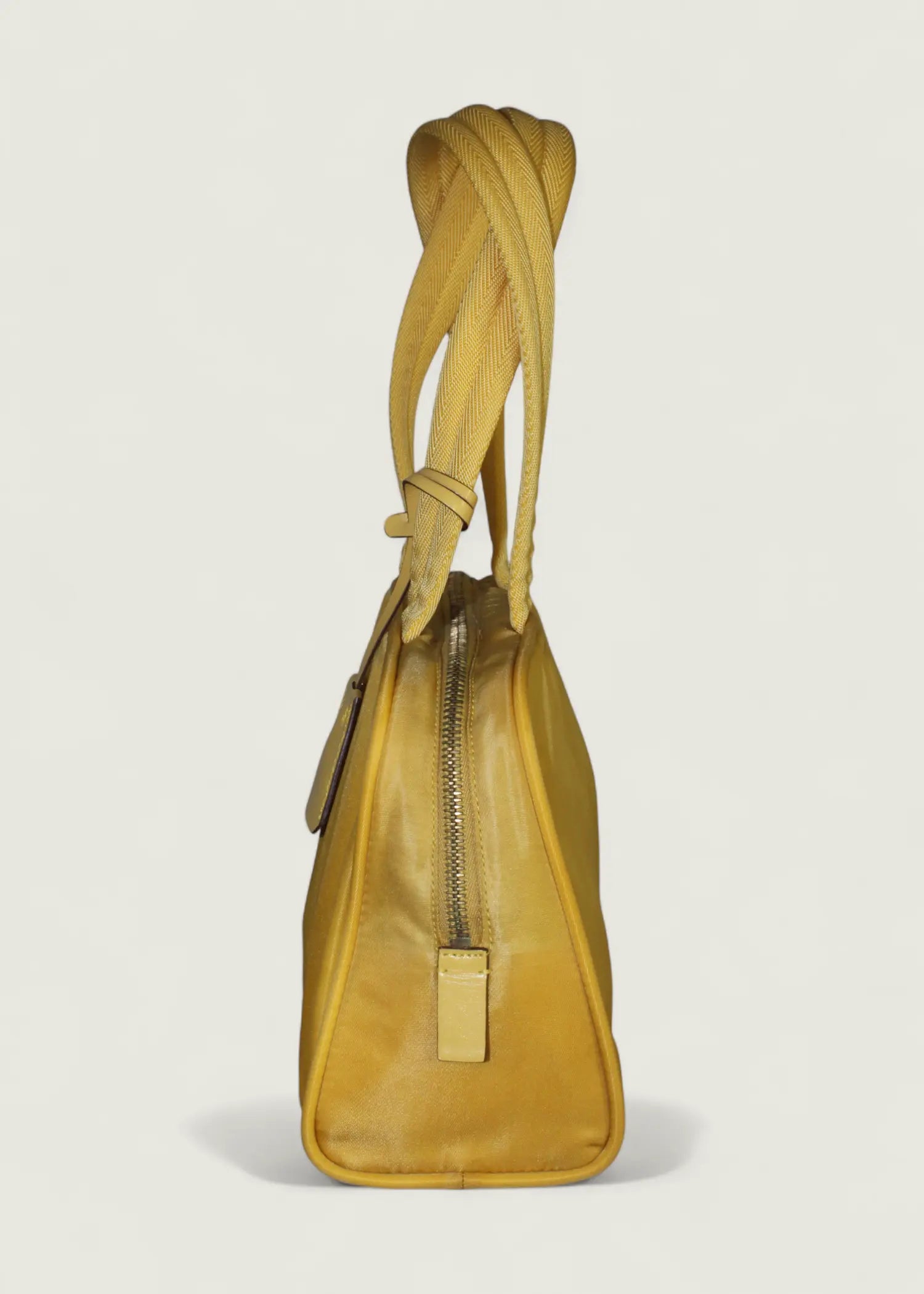 Preloved | Prada Skuldertaske i Gul Nylon med Læderdetaljer Prada