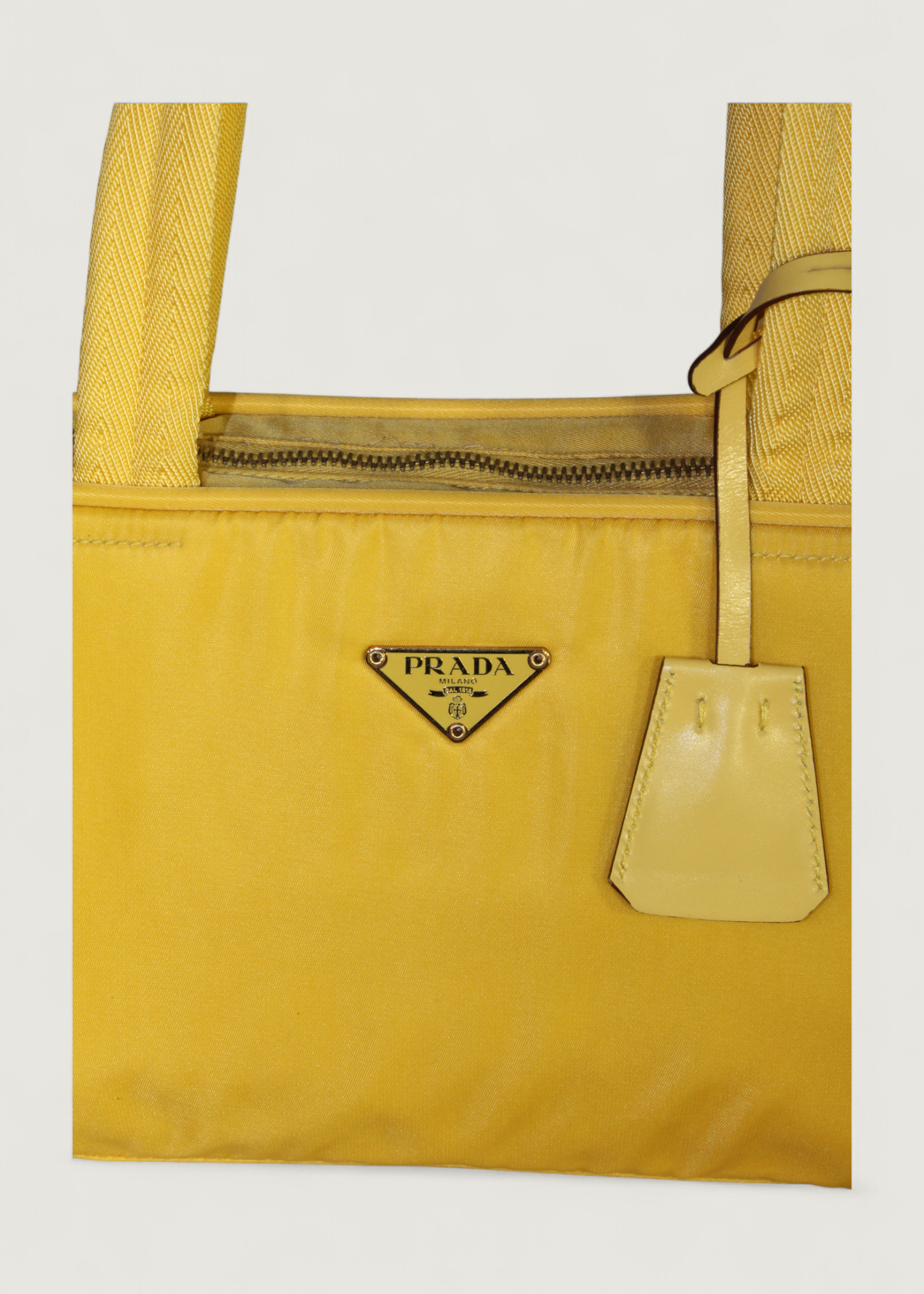 Preloved | Prada Skuldertaske i Gul Nylon med Læderdetaljer