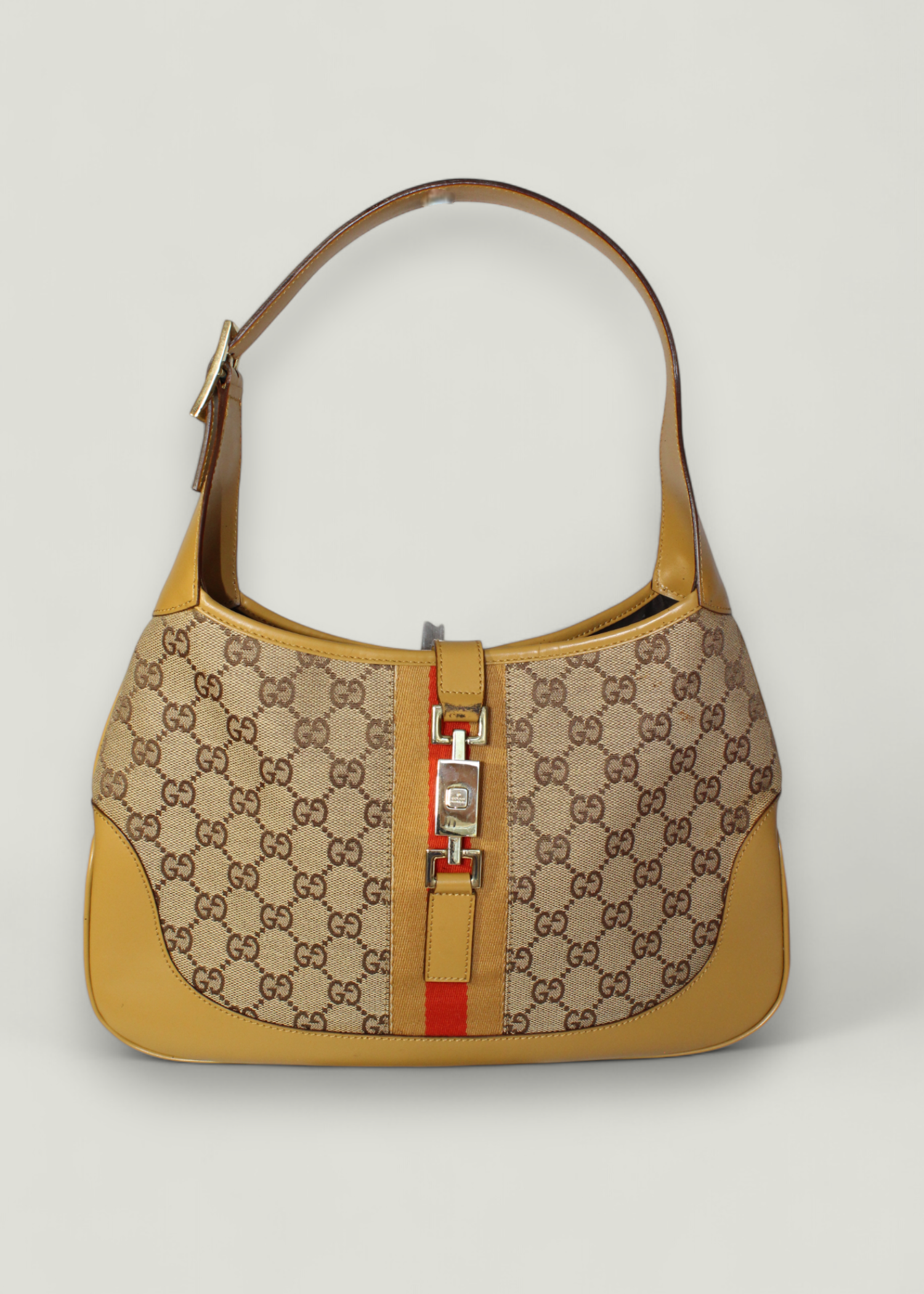 Preloved | Gucci GG Jackie Gul Skuldertaske i Monogram Canvas