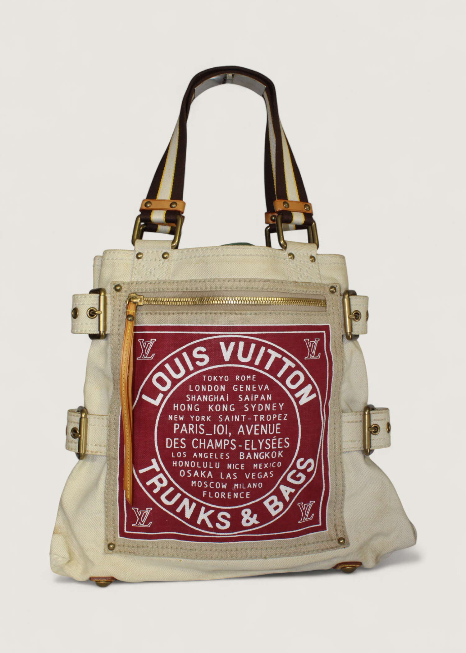 Preloved | Louis Vuitton Toile Globe Shopper Cabas MM Totebag i Denim Rød Canvas