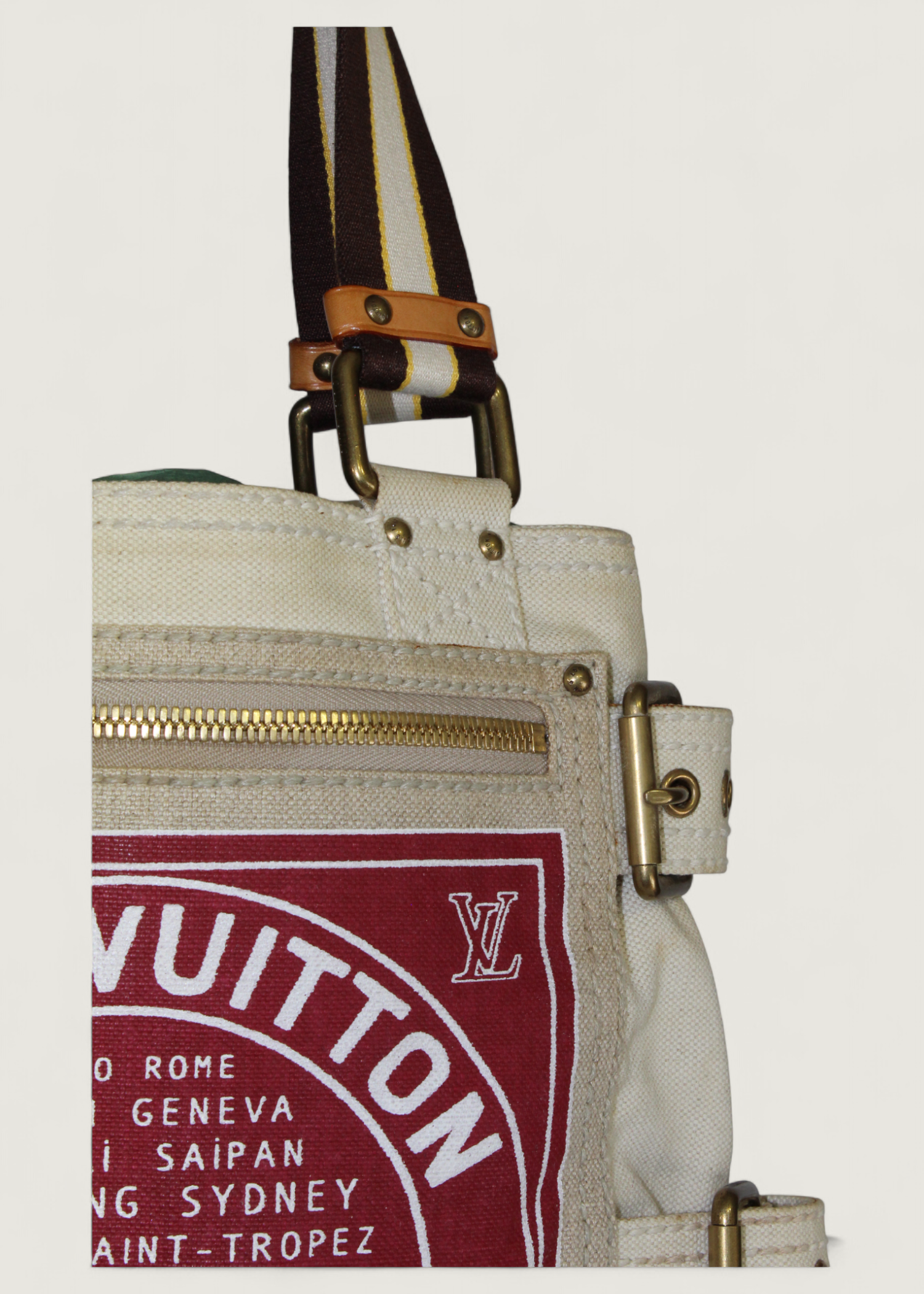 Preloved | Louis Vuitton Toile Globe Shopper Cabas MM Totebag i Denim Rød Canvas