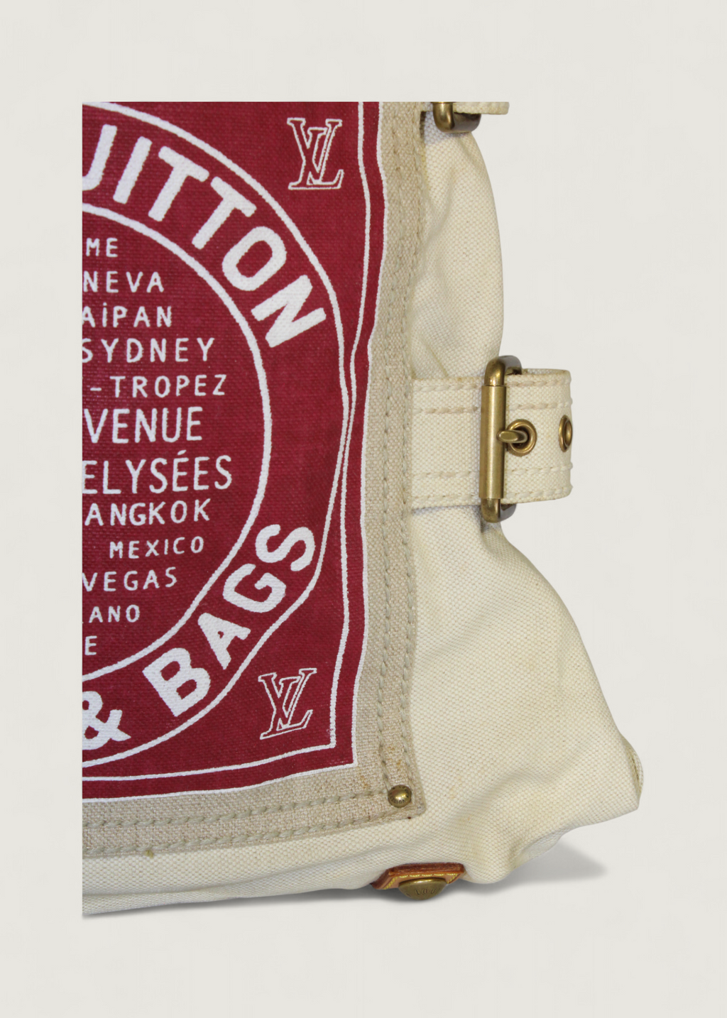 Preloved | Louis Vuitton Toile Globe Shopper Cabas MM Totebag i Denim Rød Canvas