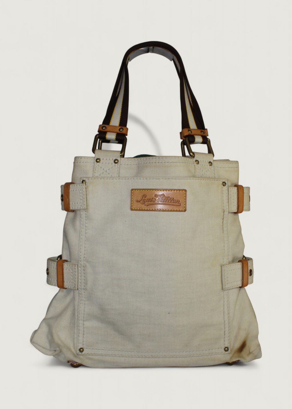 Preloved | Louis Vuitton Toile Globe Shopper Cabas MM Totebag i Denim Rød Canvas