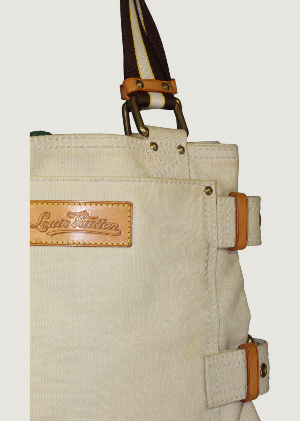 Preloved | Louis Vuitton Toile Globe Shopper Cabas MM Totebag i Denim Rød Canvas