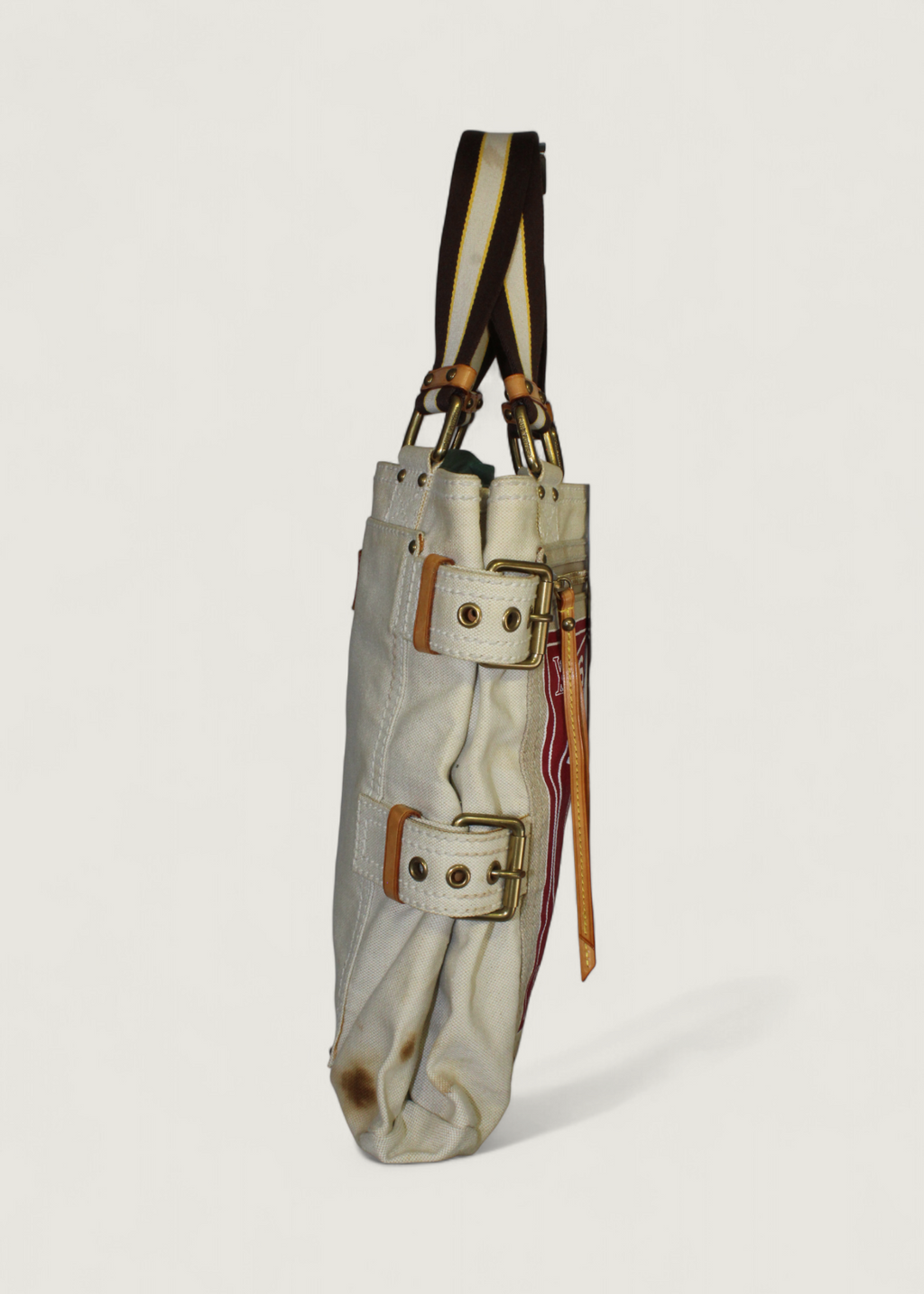 Preloved | Louis Vuitton Toile Globe Shopper Cabas MM Totebag i Denim Rød Canvas