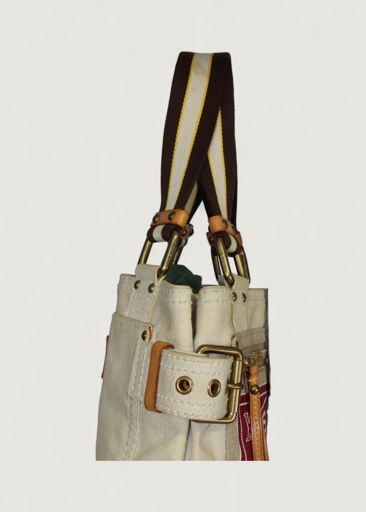 Preloved | Louis Vuitton Toile Globe Shopper Cabas MM Totebag i Denim Rød Canvas