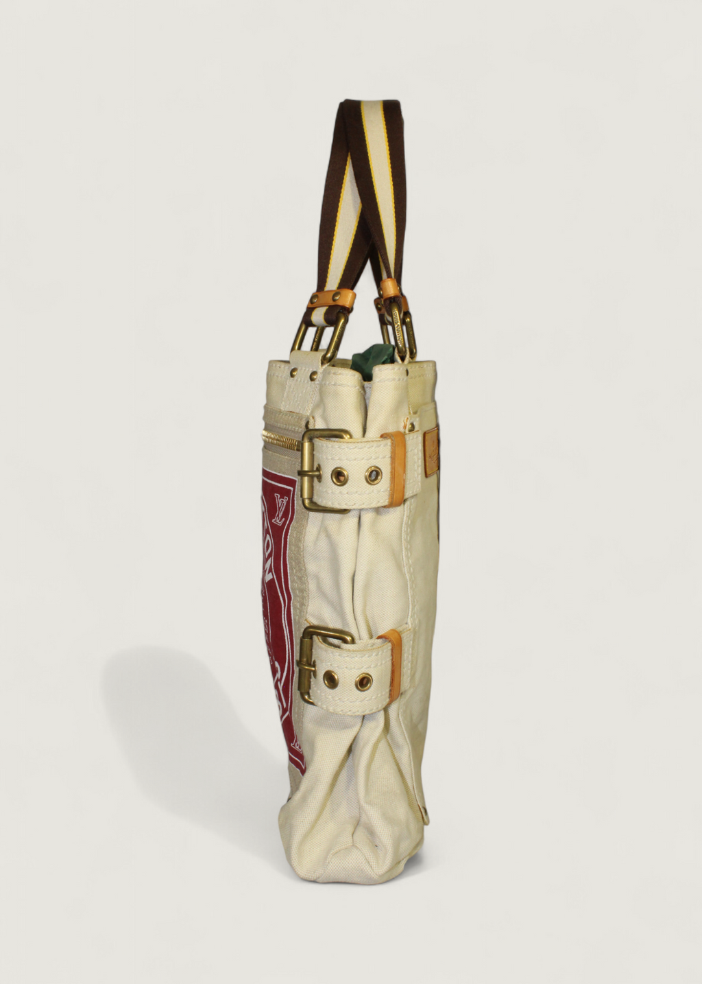 Preloved | Louis Vuitton Toile Globe Shopper Cabas MM Totebag i Denim Rød Canvas